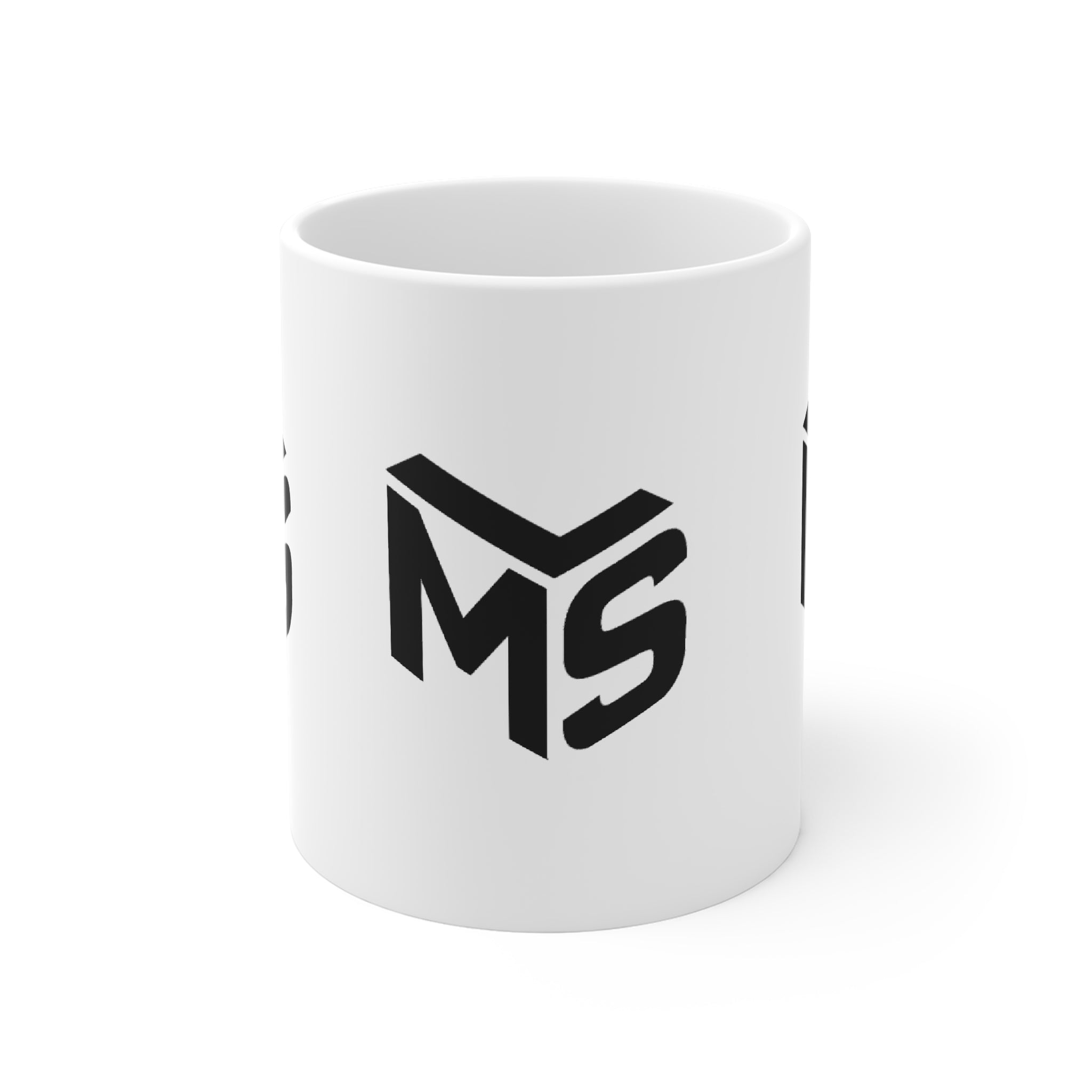 MS Logo Ceramic Mug — Minimal Black Monogram Coffee Cup