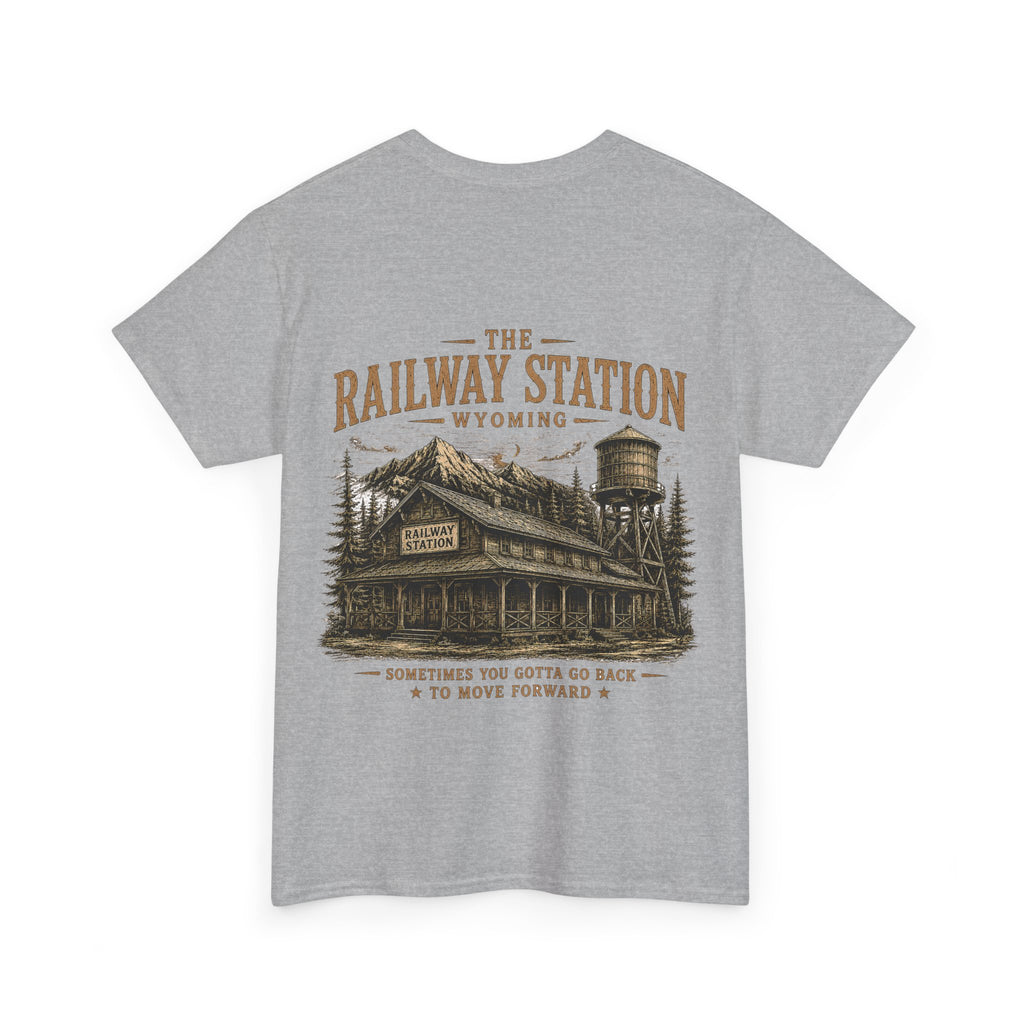 Railway Station Wyoming T-Shirt — Vintage Cowboy Skull Tee