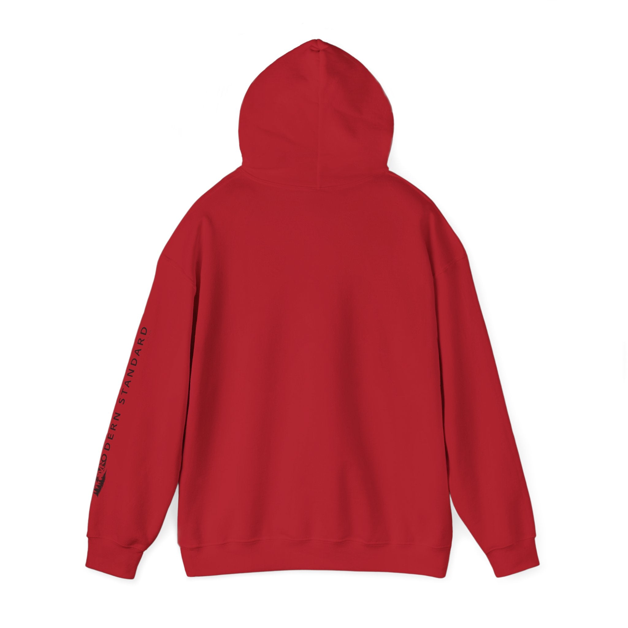 Modern Standard MS Logo Hoodie — Minimal White Pullover with Sleeve Graphic