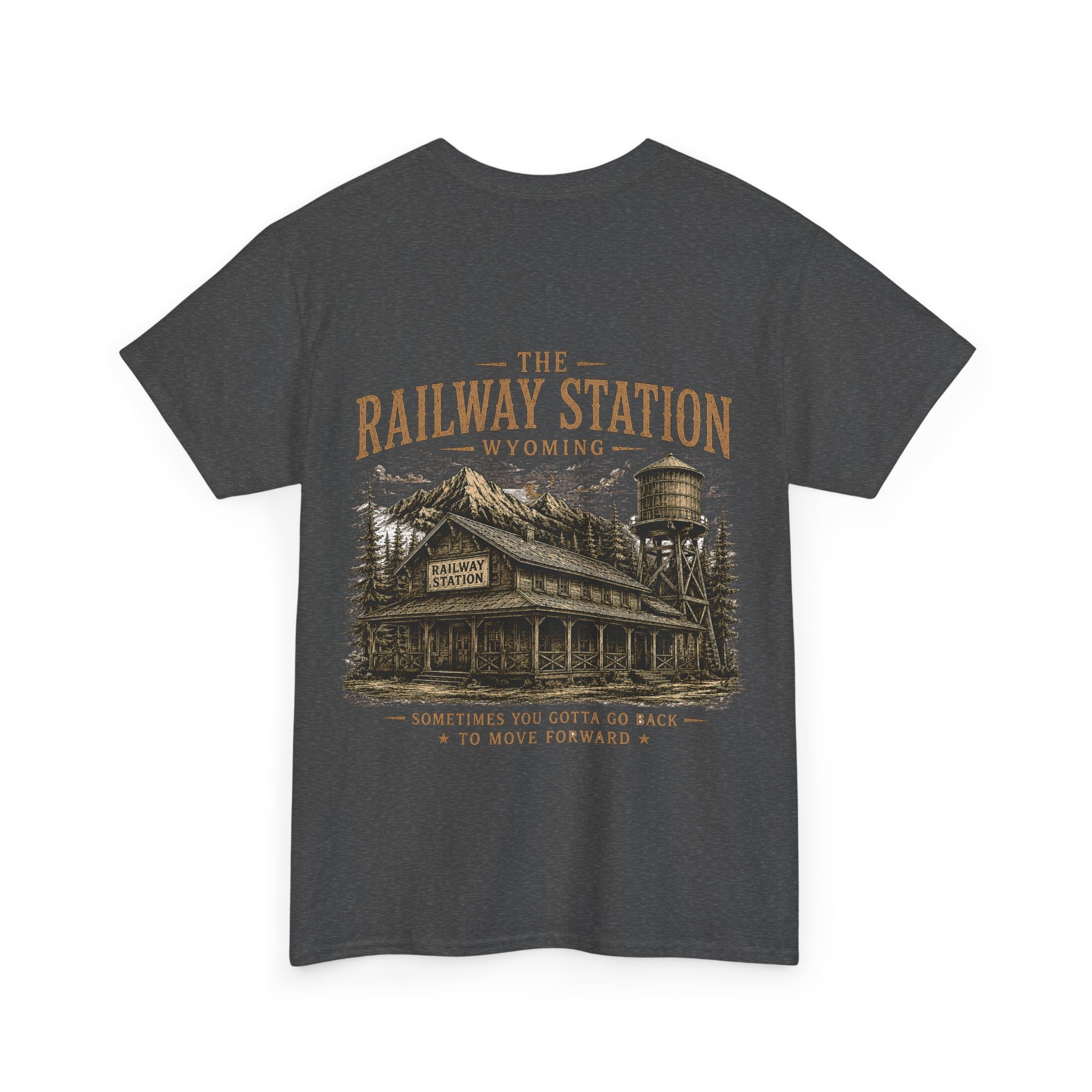 Railway Station Wyoming T-Shirt — Vintage Cowboy Skull Tee