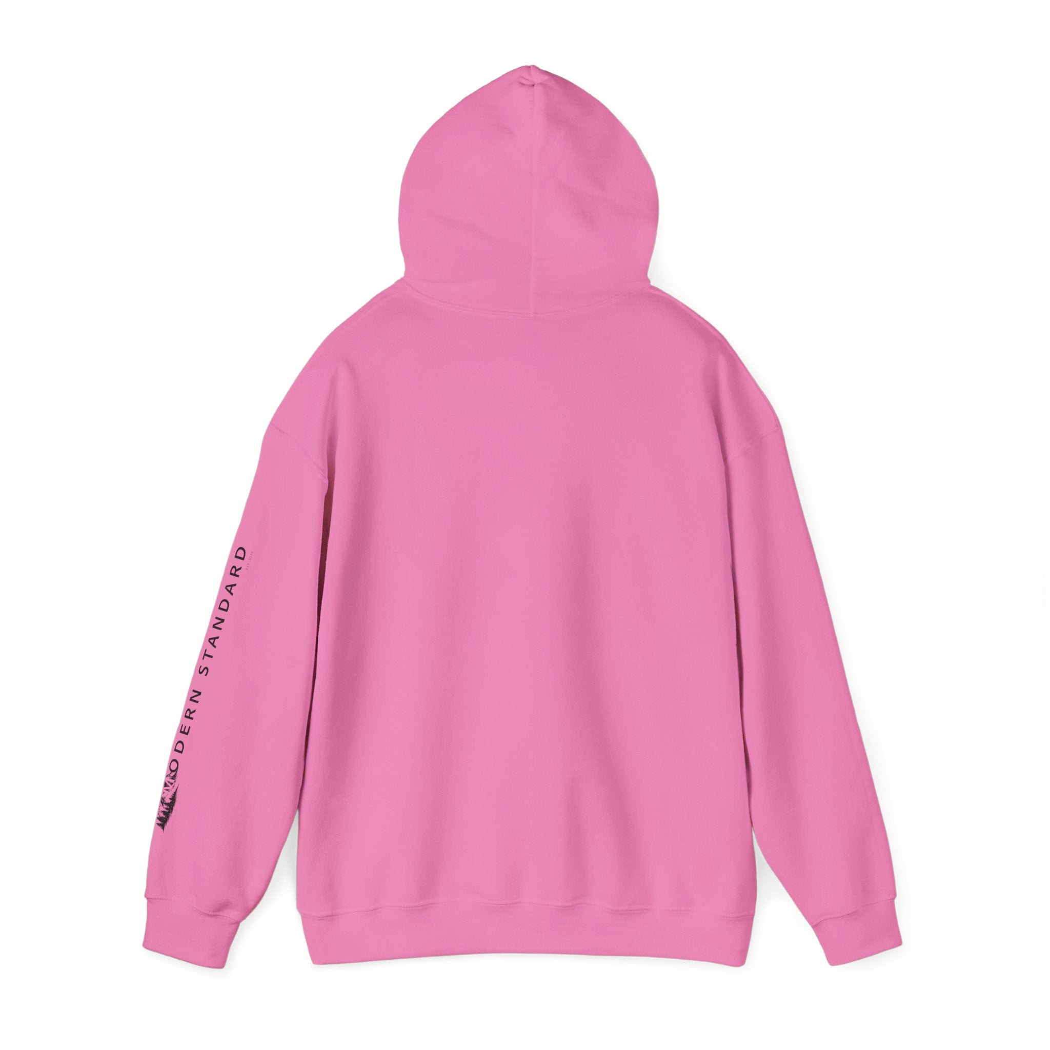 Modern Standard MS Logo Hoodie — Minimal White Pullover with Sleeve Graphic