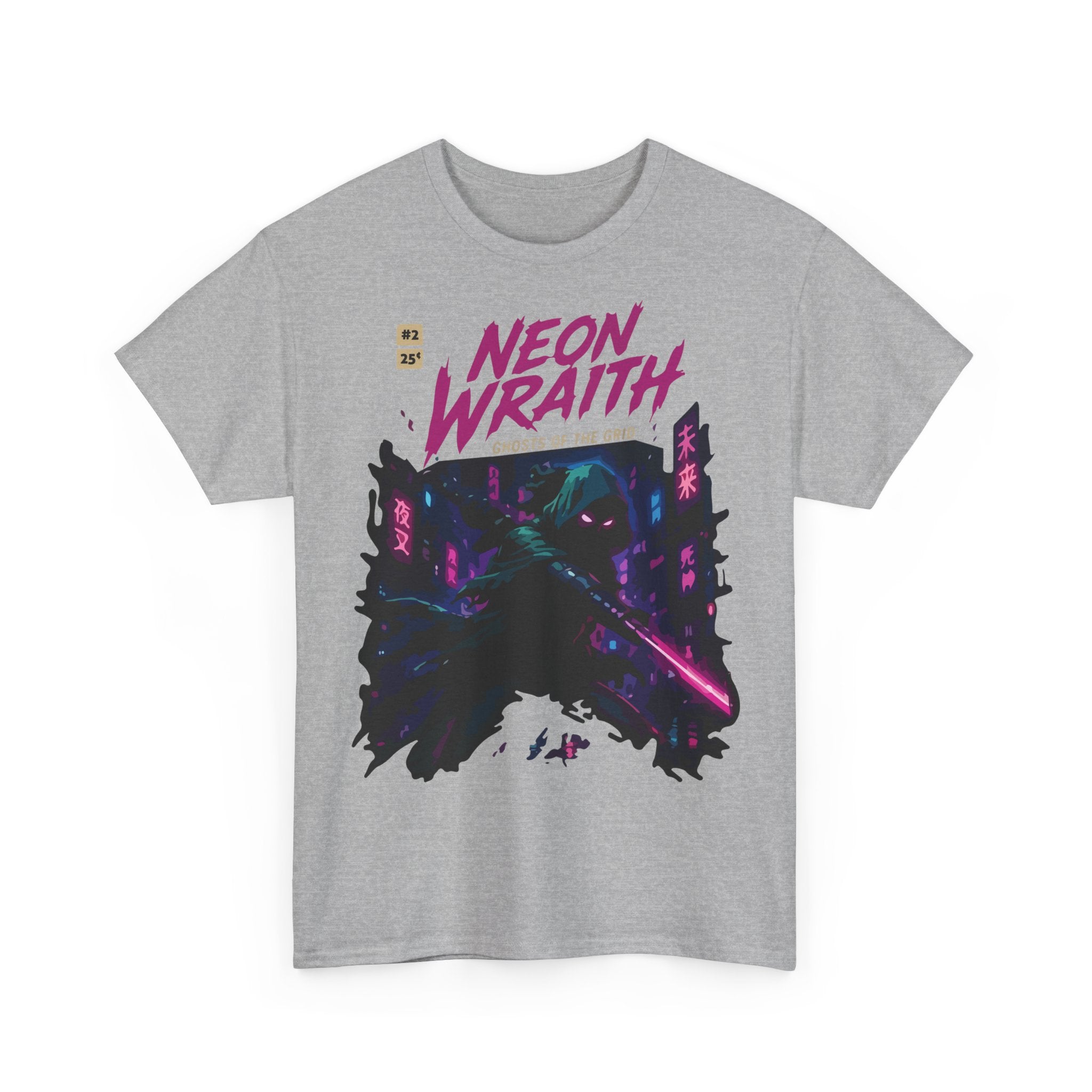 Neon Wraith T-Shirt — Cyberpunk Samurai Graphic Tee ("Neon Wraith: Ghosts of the Grid")