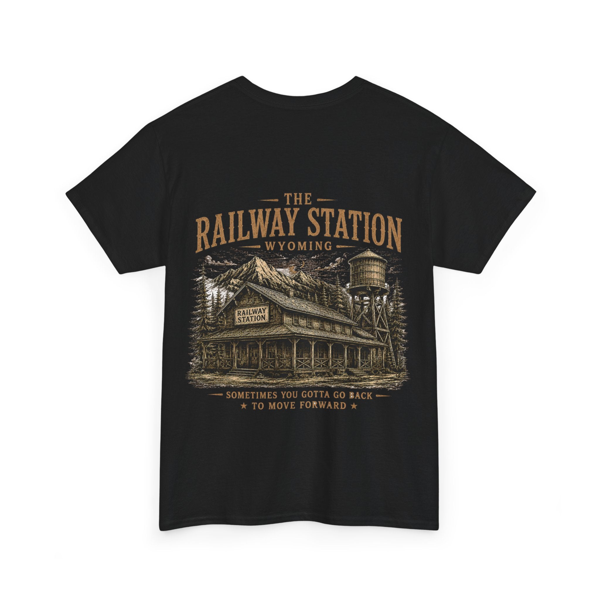 Railway Station Wyoming T-Shirt — Vintage Cowboy Skull Tee