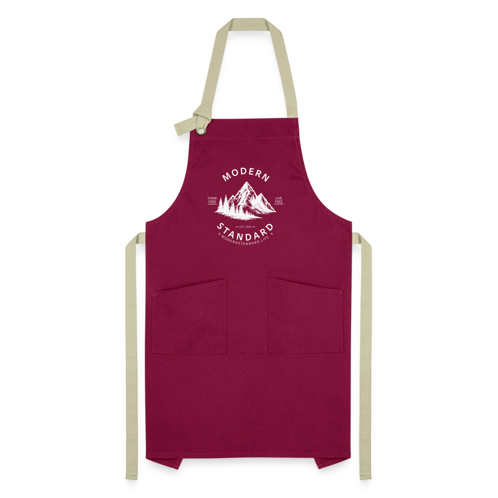 Modern Standard Artisan Apron - burgundy / desert sand