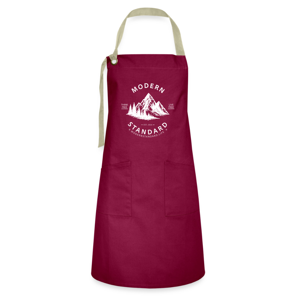 Modern Standard Artisan Apron - burgundy / desert sand