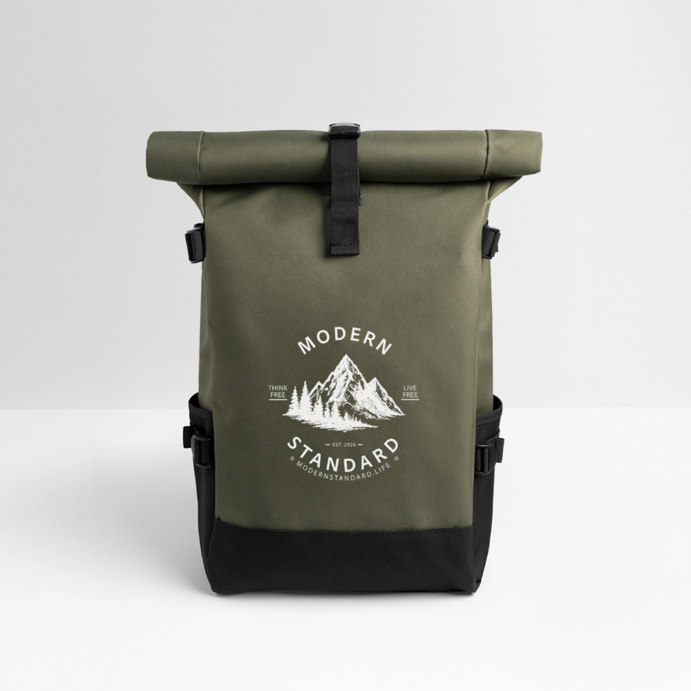 Roll Top Backpack - olive/black