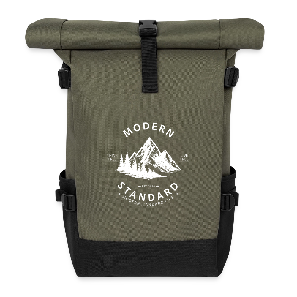 Roll Top Backpack - olive/black