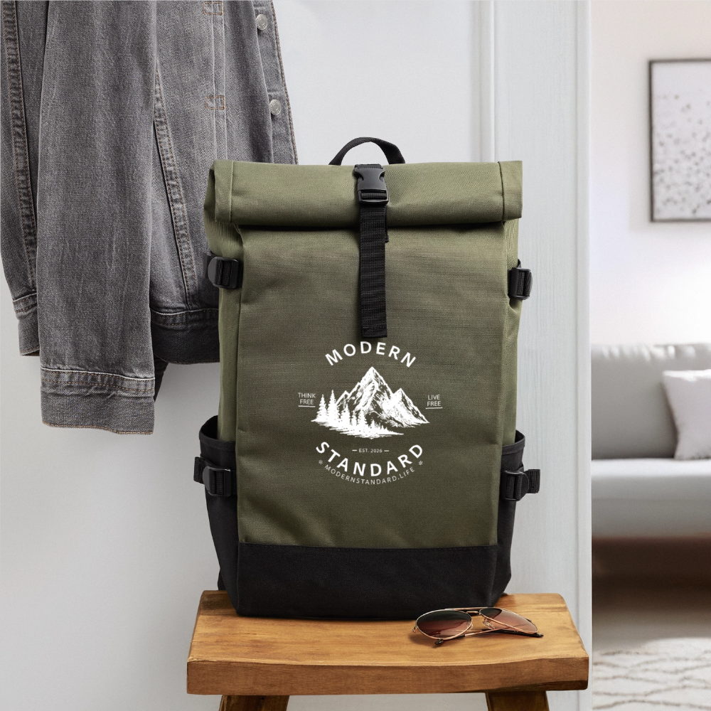 Roll Top Backpack - olive/black