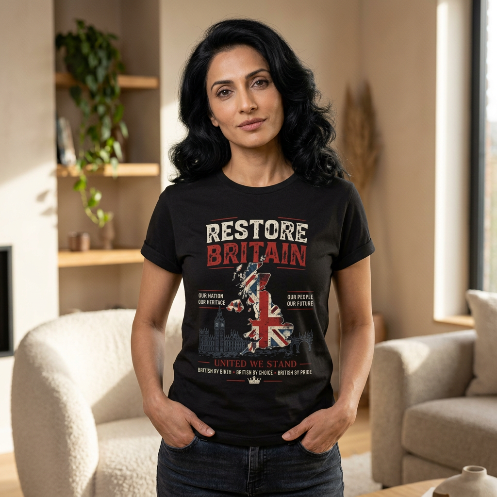 Mens Restore Britain T‑Shirt — Union Jack Vintage Patriotic Tee