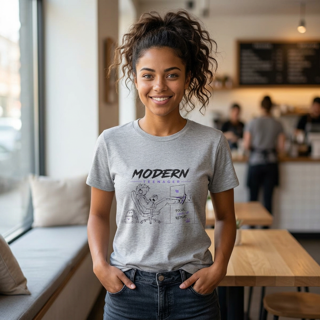 Modern Teenager Graphic Tee — Minimalist Office Humour T-Shirt