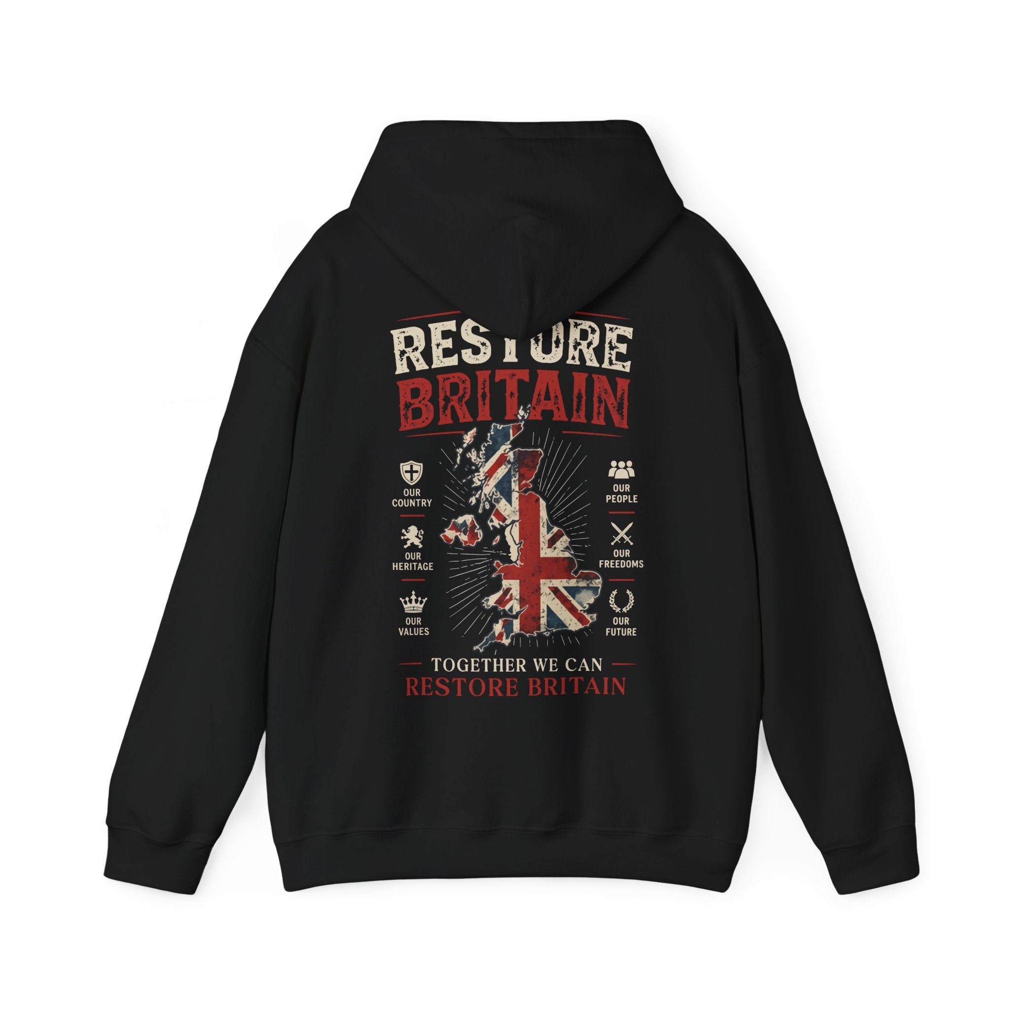 Restore Britain Hoodie — Union Jack Patriotic Graphic Hoodie