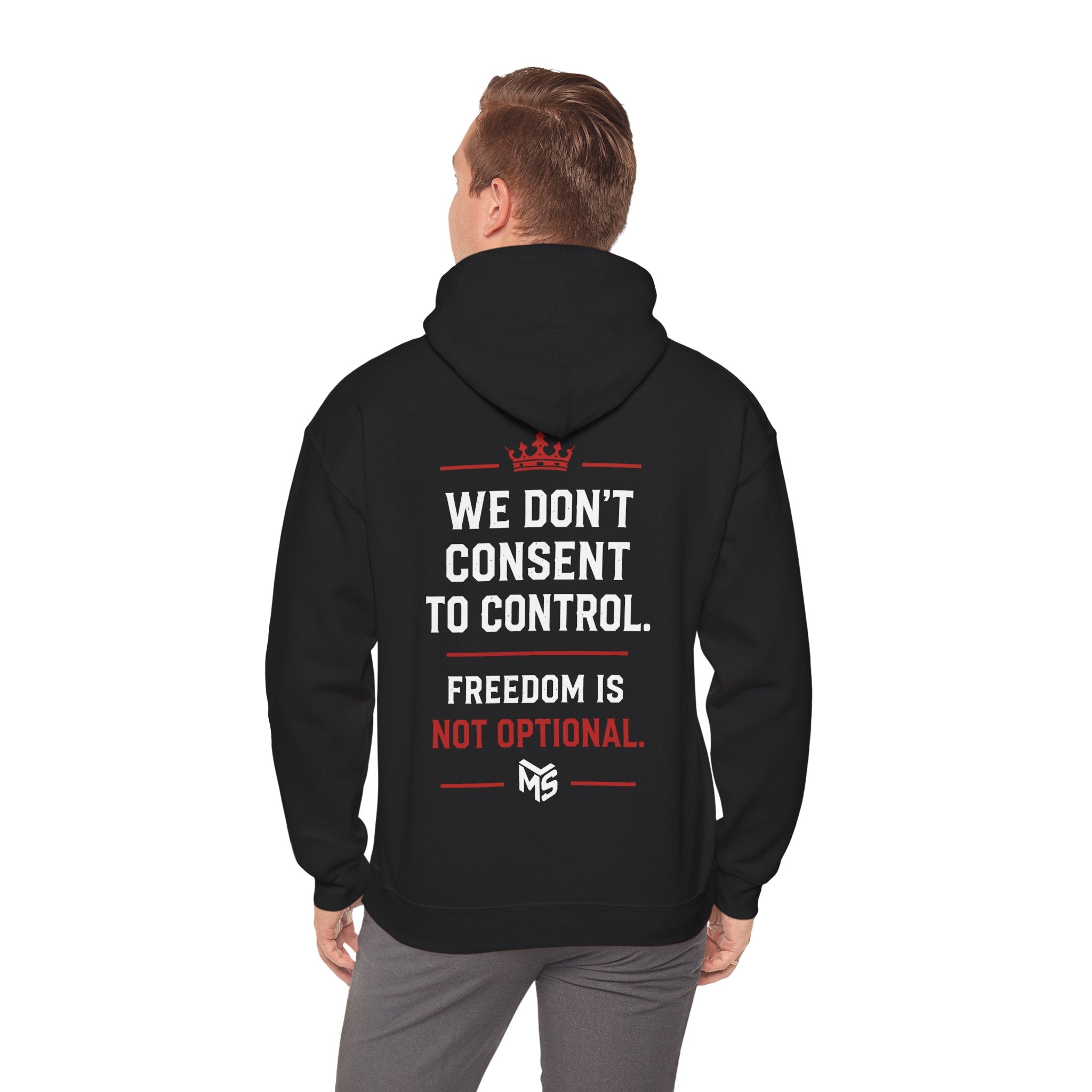 Just Say No to Digital ID Hoodie — "We Don't Consent to Control. Freedom Is Not Optional."