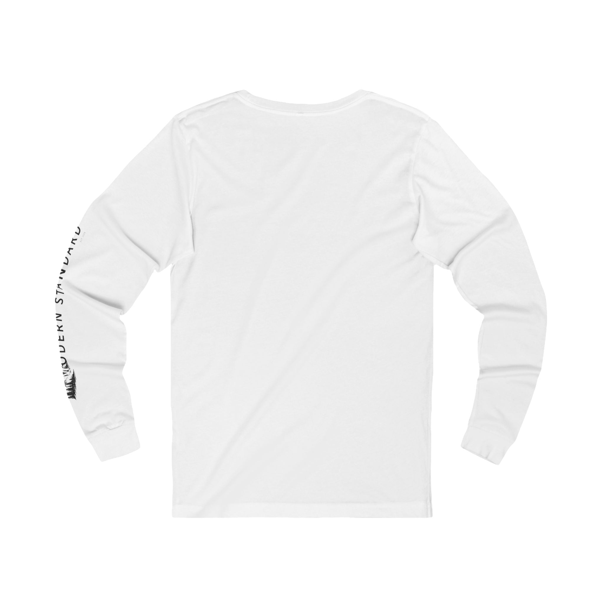 MS Minimalist Logo Long Sleeve Tee — White Graphic Shirt with Sleeve Text