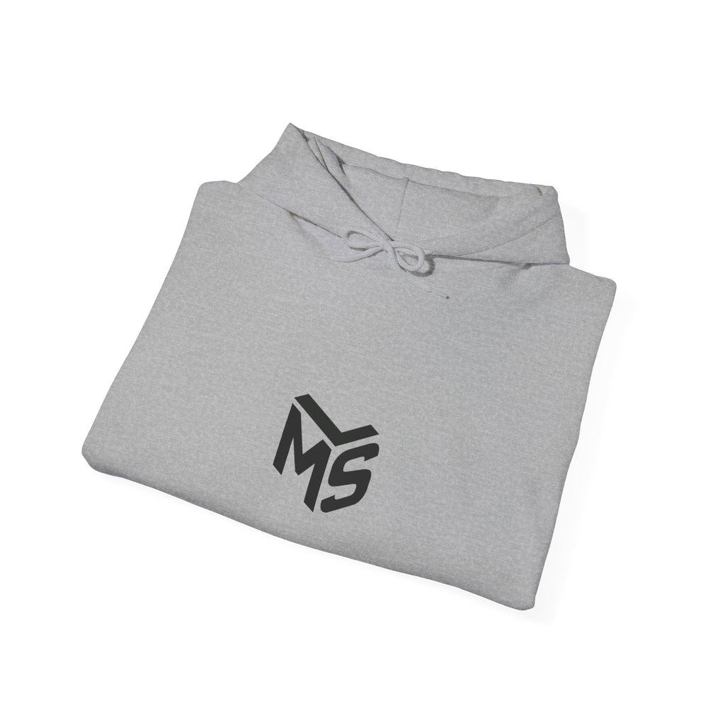 Modern Standard MS Logo Hoodie — Minimal White Pullover with Sleeve Graphic