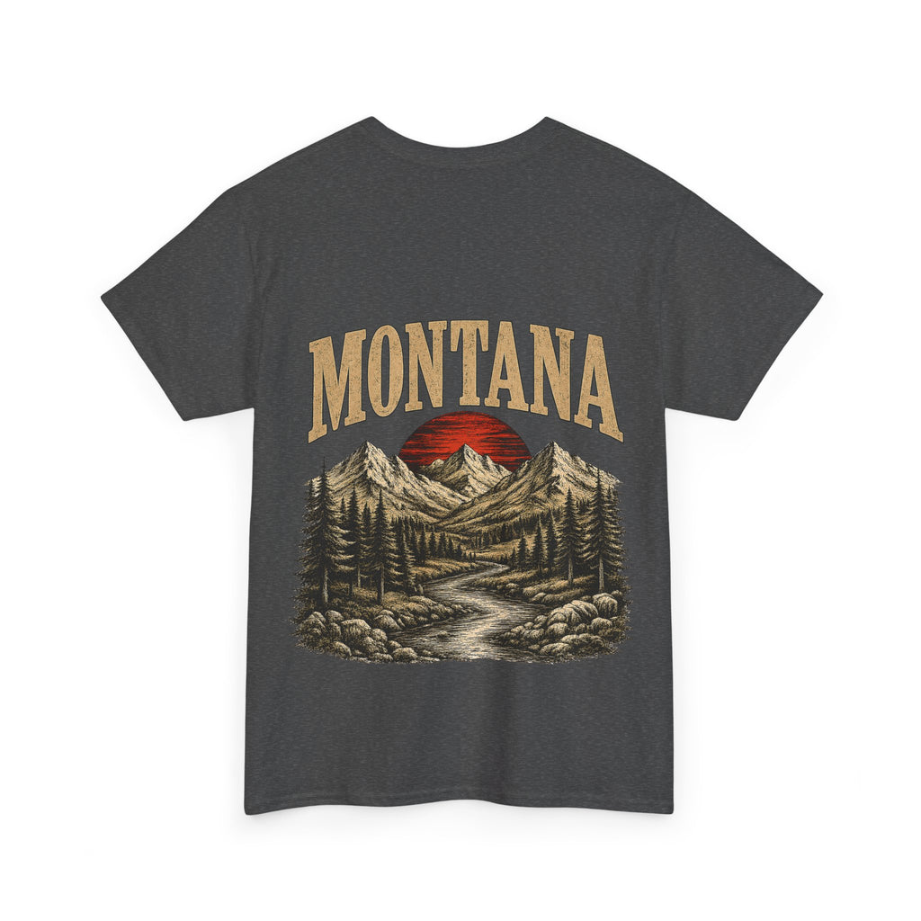 Montana Skies Cowboy Tee — Retro Mountain Landscape Graphic T-Shirt