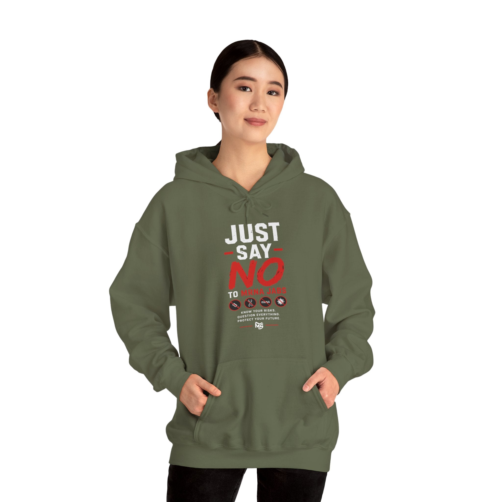 Hoodie - "Just Say No To MRNA Jabs" Freedom Anti-Mandate Protest Hoodie