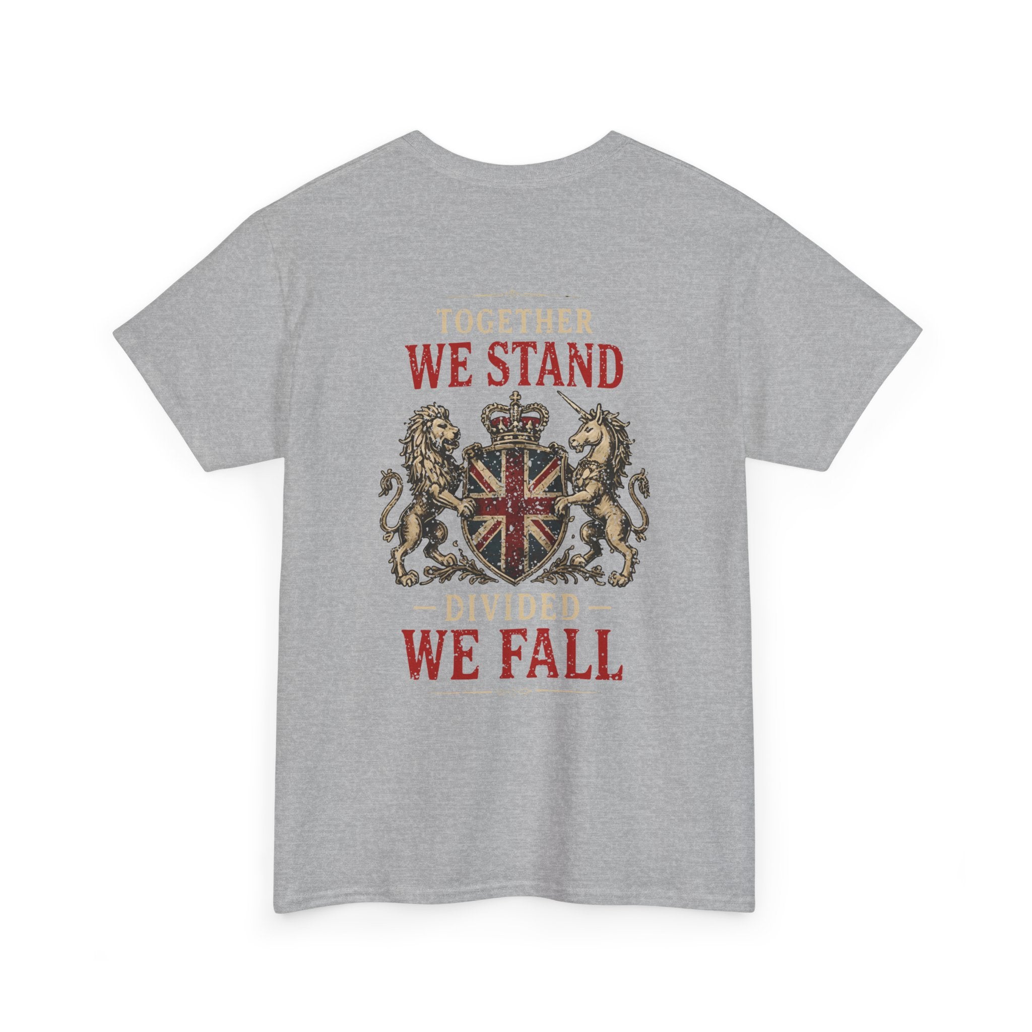 Womans Unite the Kingdom T-Shirt — Vintage Union Jack & Crest Tee ("Together We Stand, Divided We Fall")