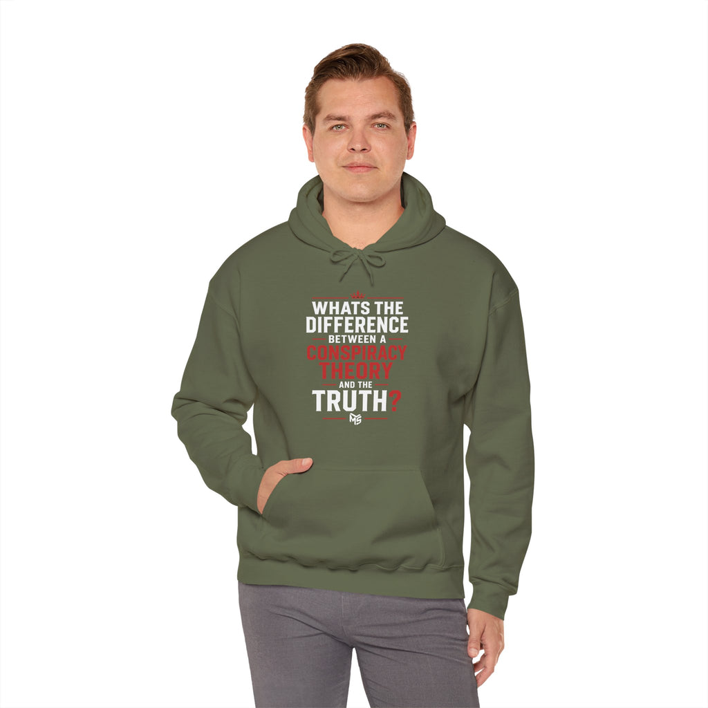 Conspiracy vs Truth Hoodie – Front Quote & “6 Months.” Back Graphic