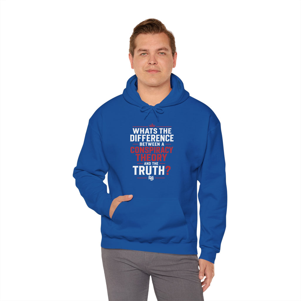 Conspiracy vs Truth Hoodie – Front Quote & “6 Months.” Back Graphic