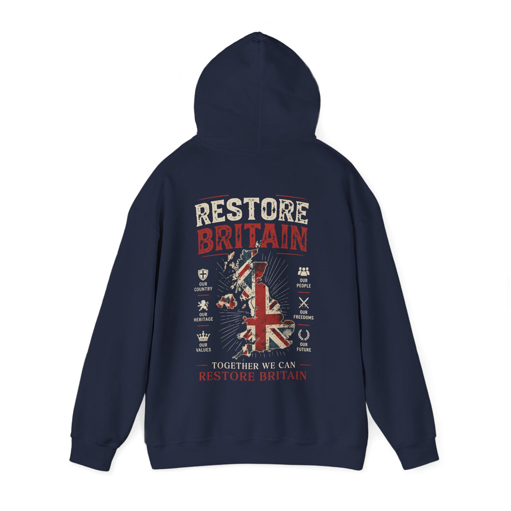 Restore Britain Hoodie — Union Jack Patriotic Graphic Hoodie
