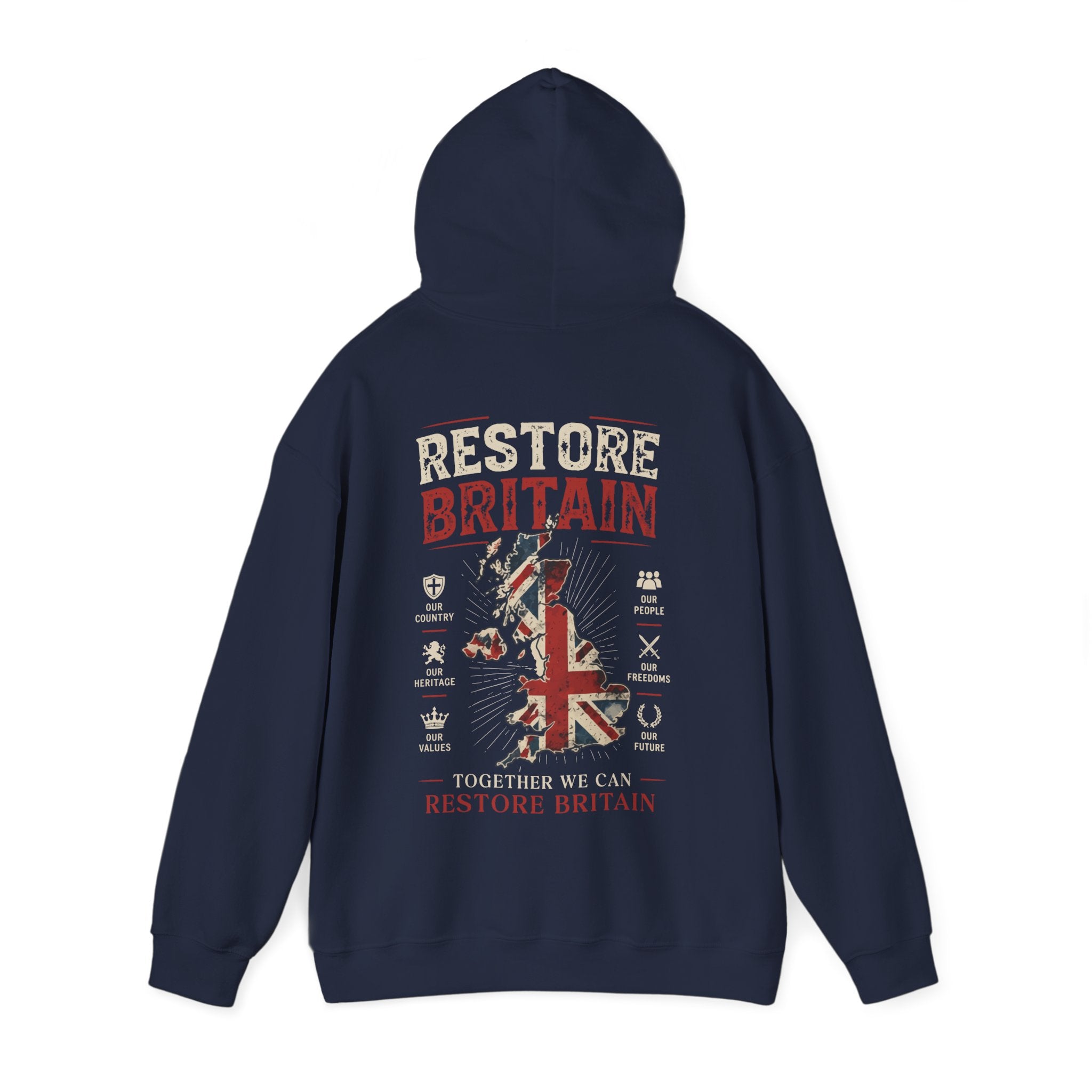 Restore Britain Hoodie — Union Jack Patriotic Graphic Hoodie