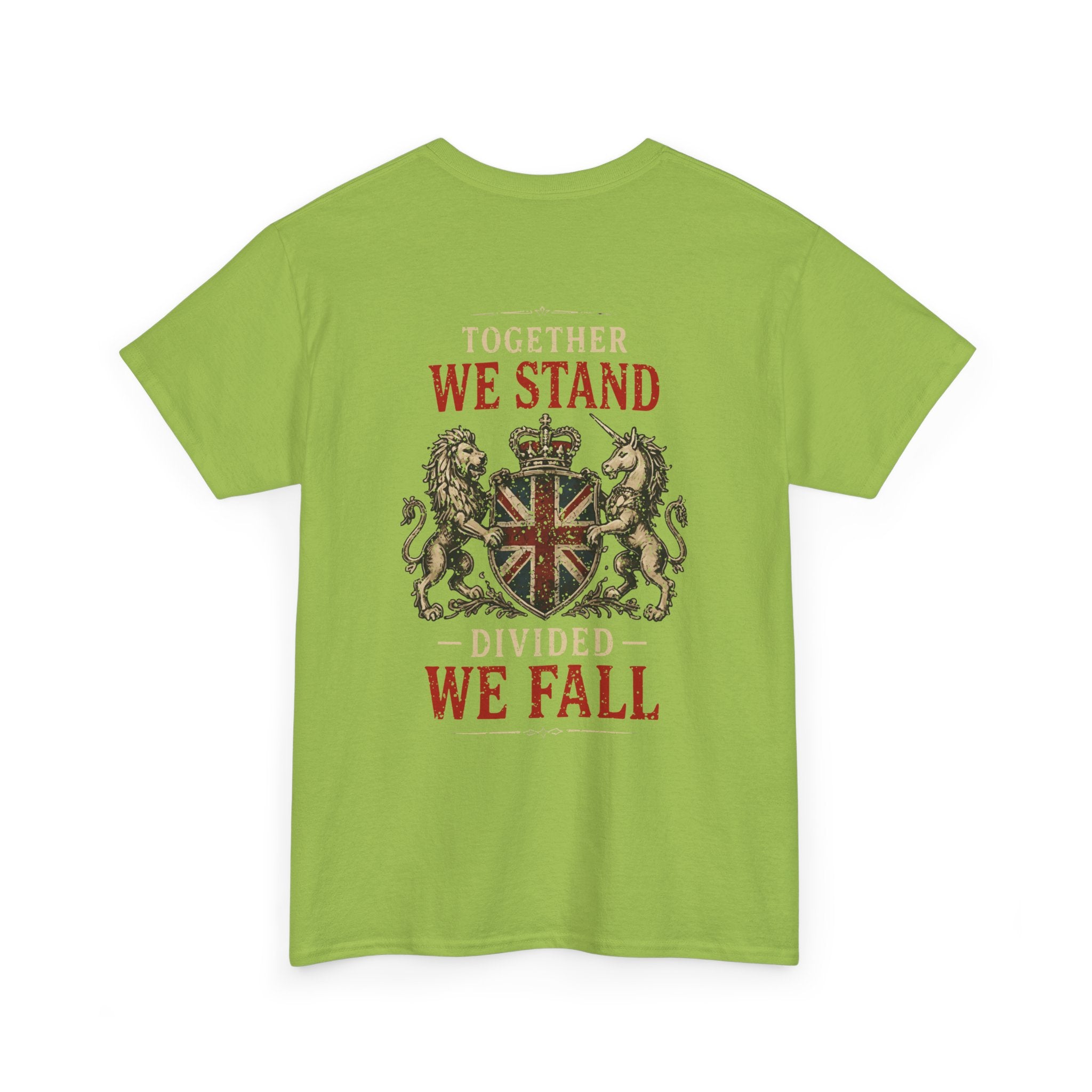 Womans Unite the Kingdom T-Shirt — Vintage Union Jack & Crest Tee ("Together We Stand, Divided We Fall")