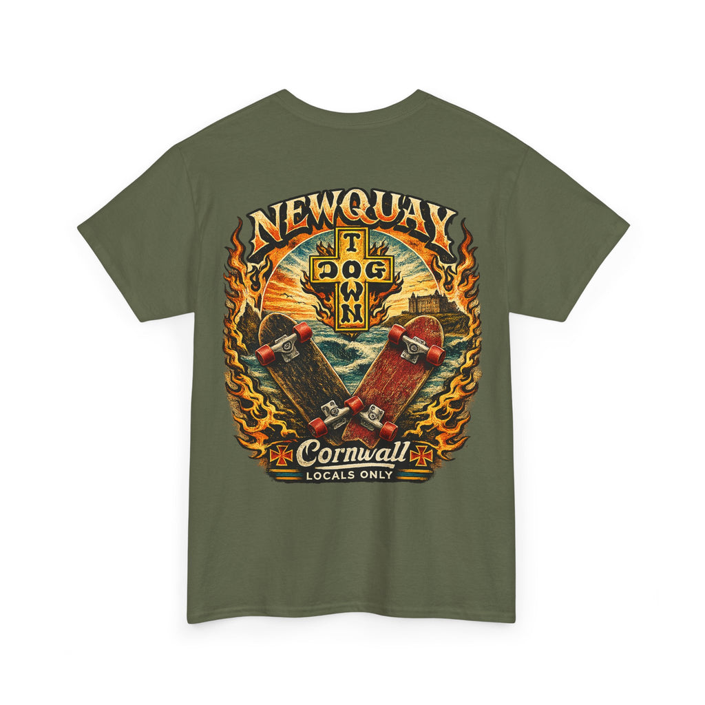 Surf Skate T‑Shirt — Newquay Cornwall 'Dog Town' Graphic Tee