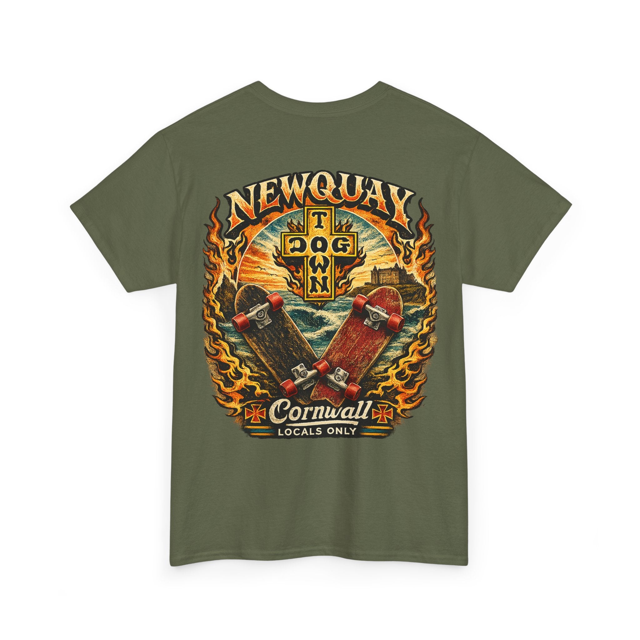 Surf Skate T‑Shirt — Newquay Cornwall 'Dog Town' Graphic Tee