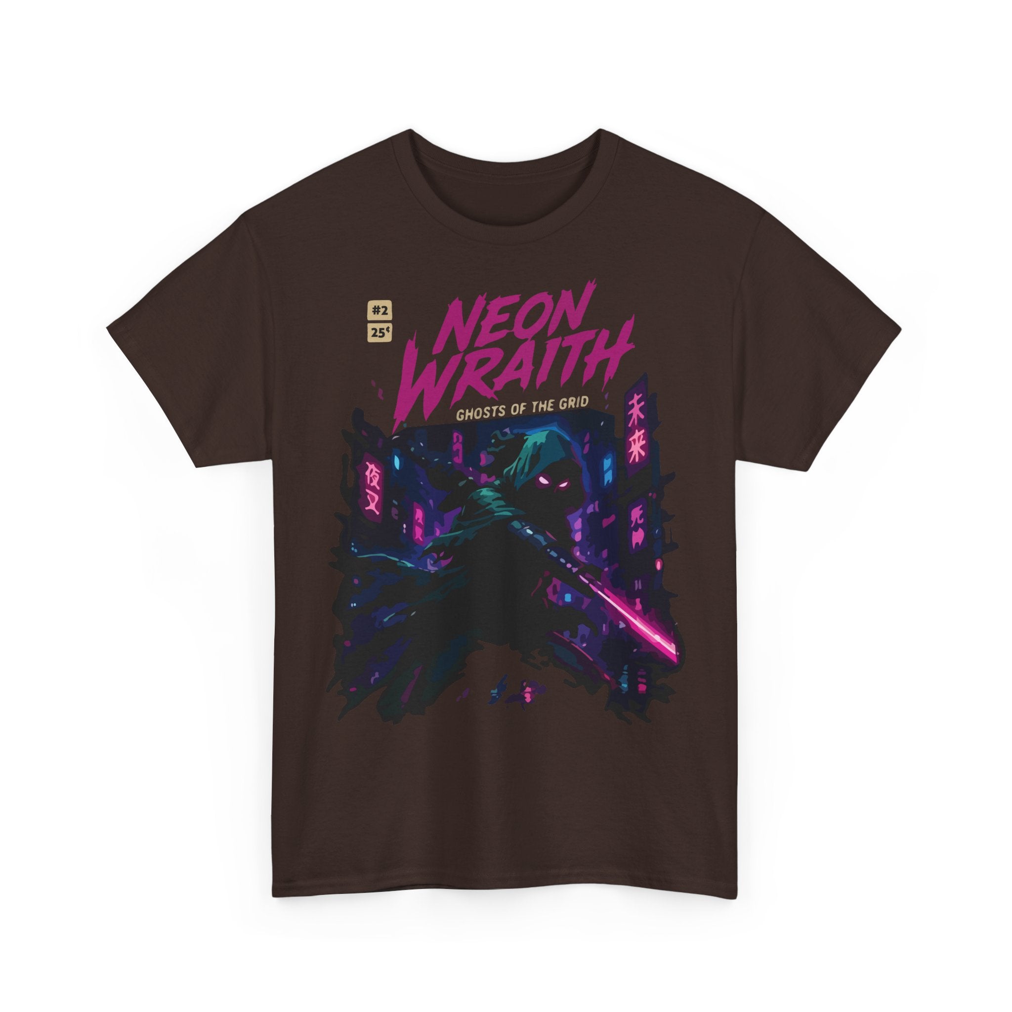 Neon Wraith T-Shirt — Cyberpunk Samurai Graphic Tee ("Neon Wraith: Ghosts of the Grid")