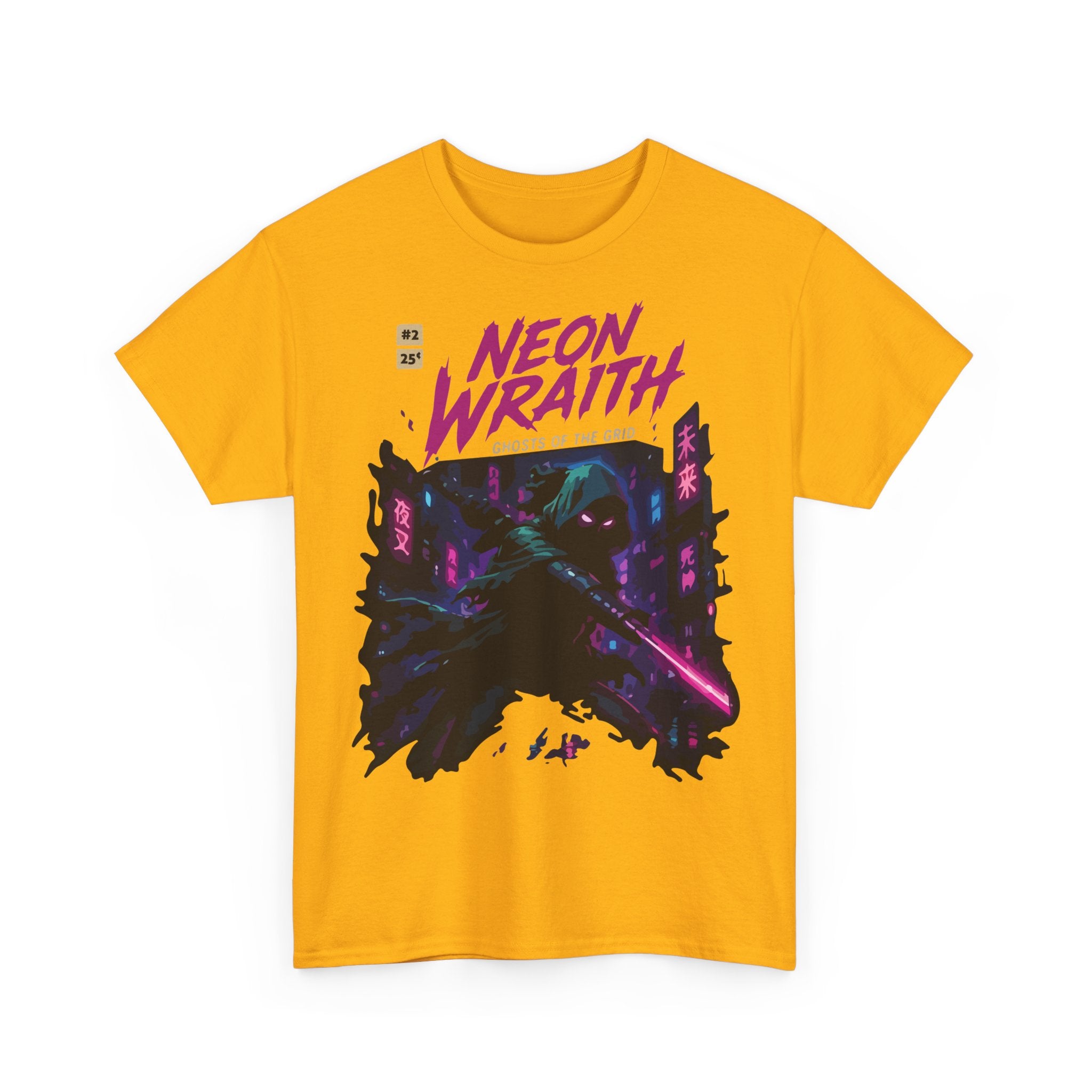 Neon Wraith T-Shirt — Cyberpunk Samurai Graphic Tee ("Neon Wraith: Ghosts of the Grid")