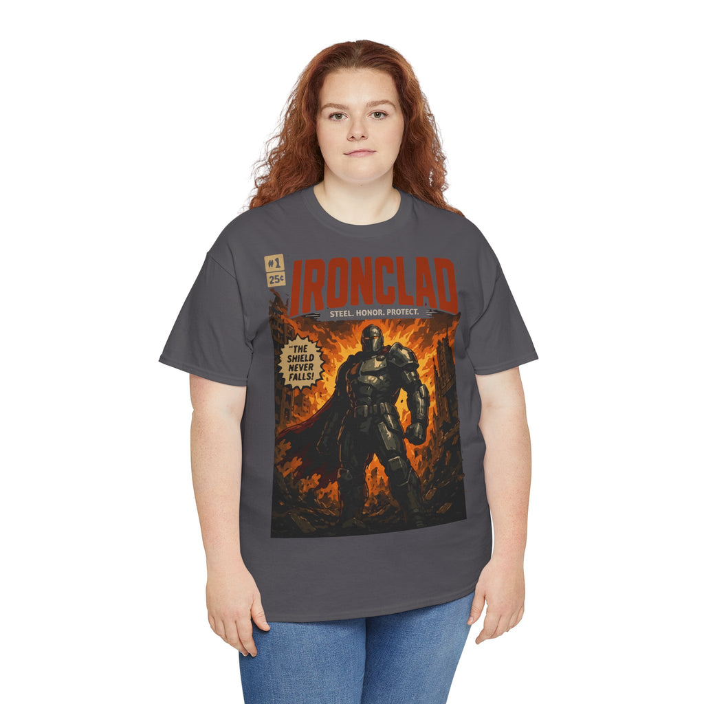 Ironclad Comic-Style T-Shirt — Vintage Superhero Graphic Tee