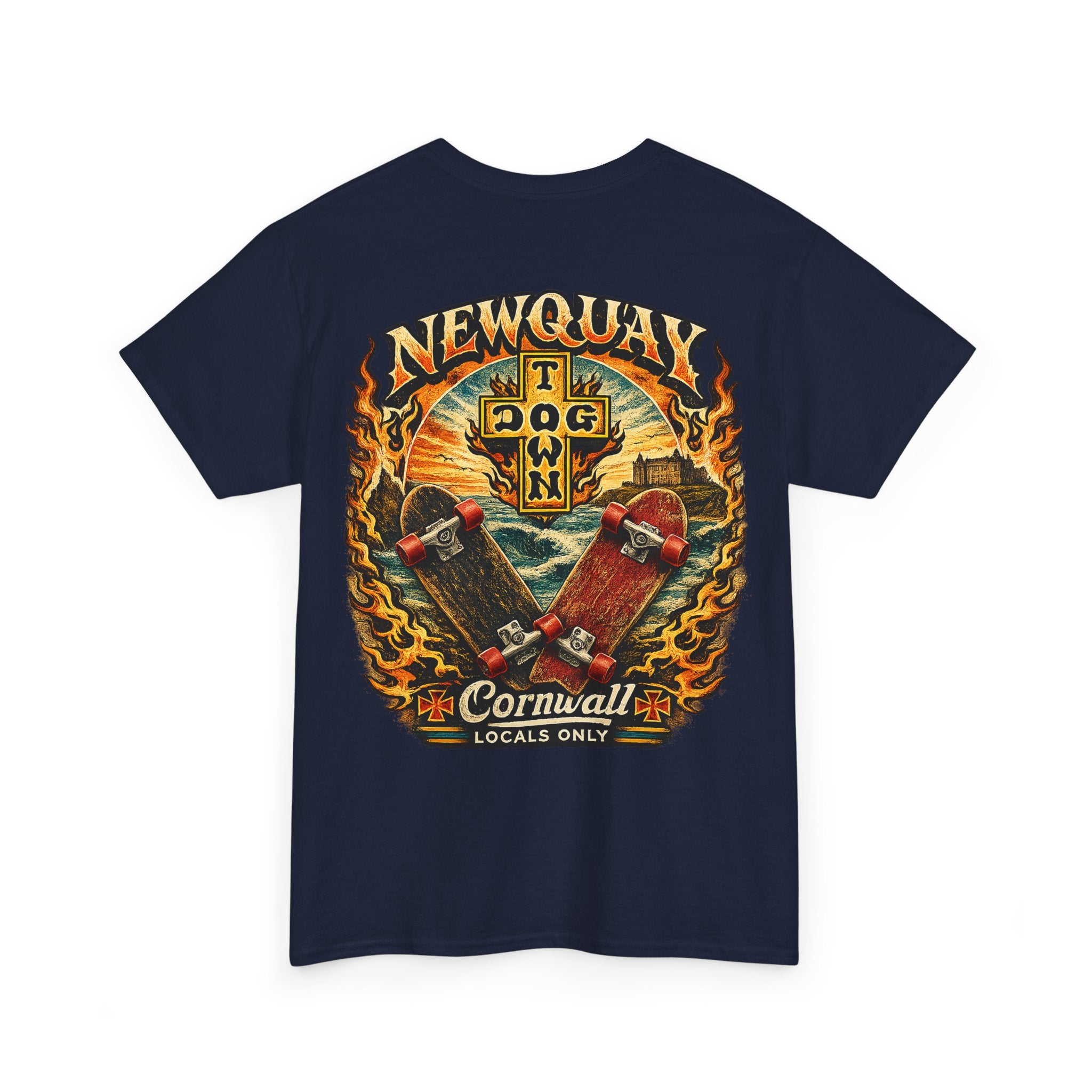 Surf Skate T‑Shirt — Newquay Cornwall 'Dog Town' Graphic Tee