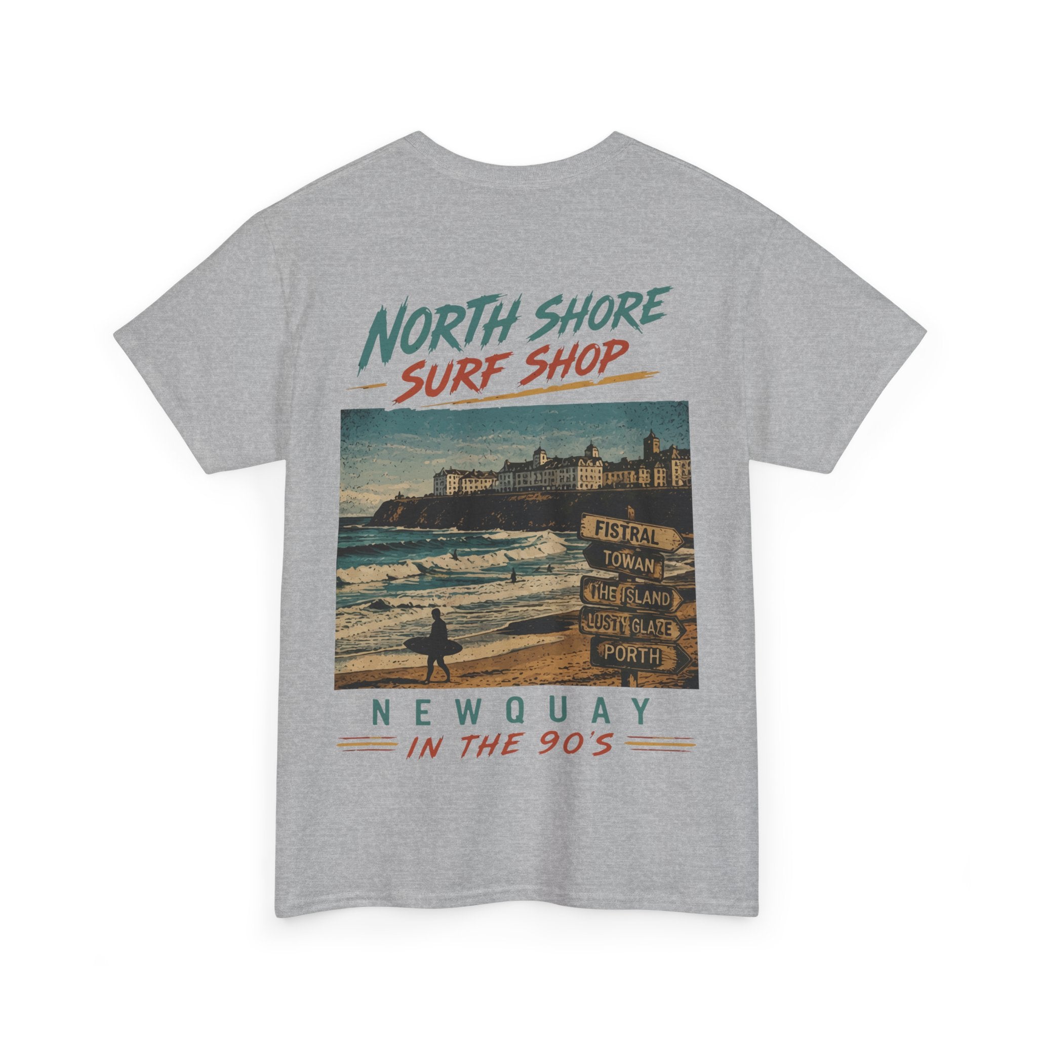 North Shore Surf Shop Tee — 'Newquay in the 90s' Vintage Surf T‑Shirt