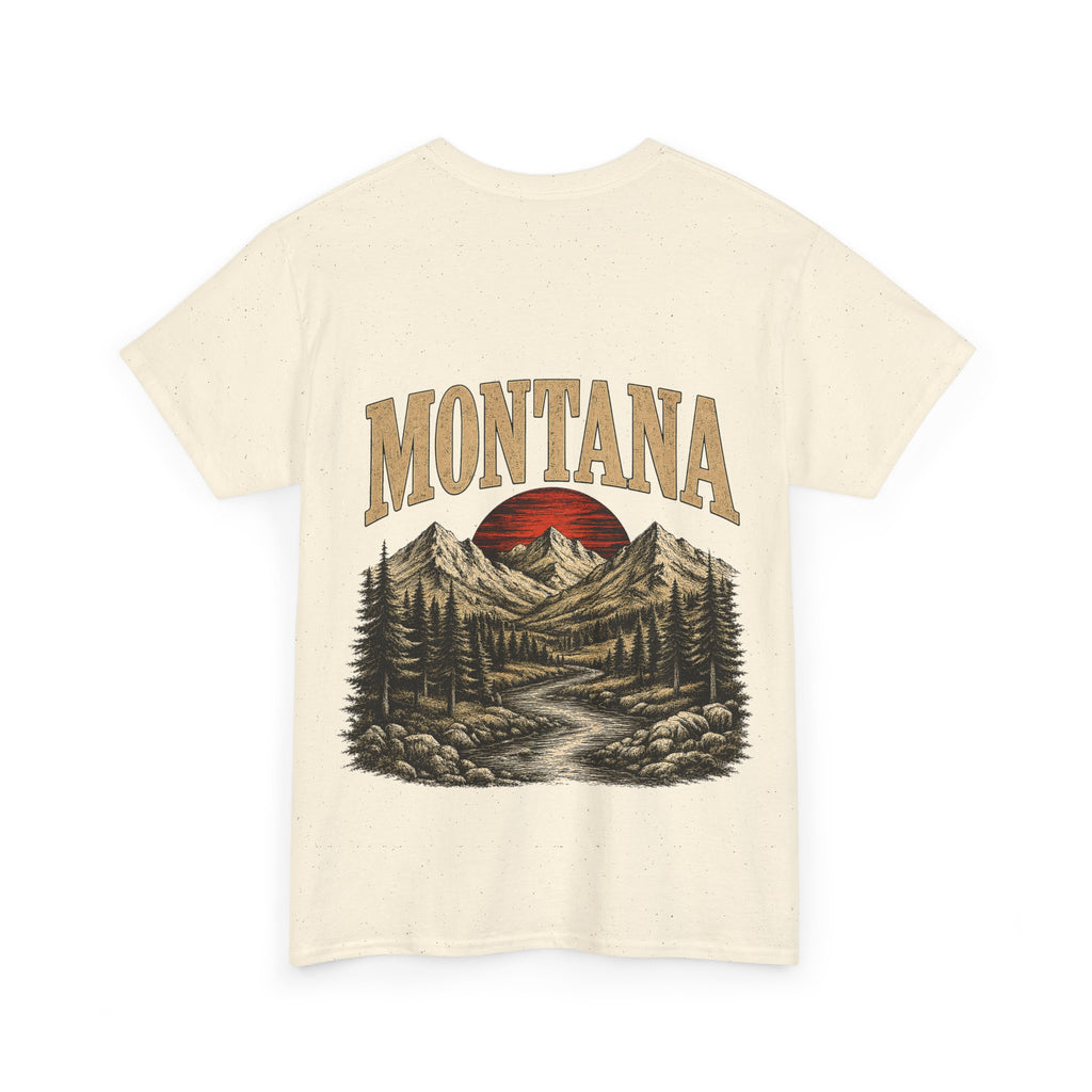 Montana Skies Cowboy Tee — Retro Mountain Landscape Graphic T-Shirt