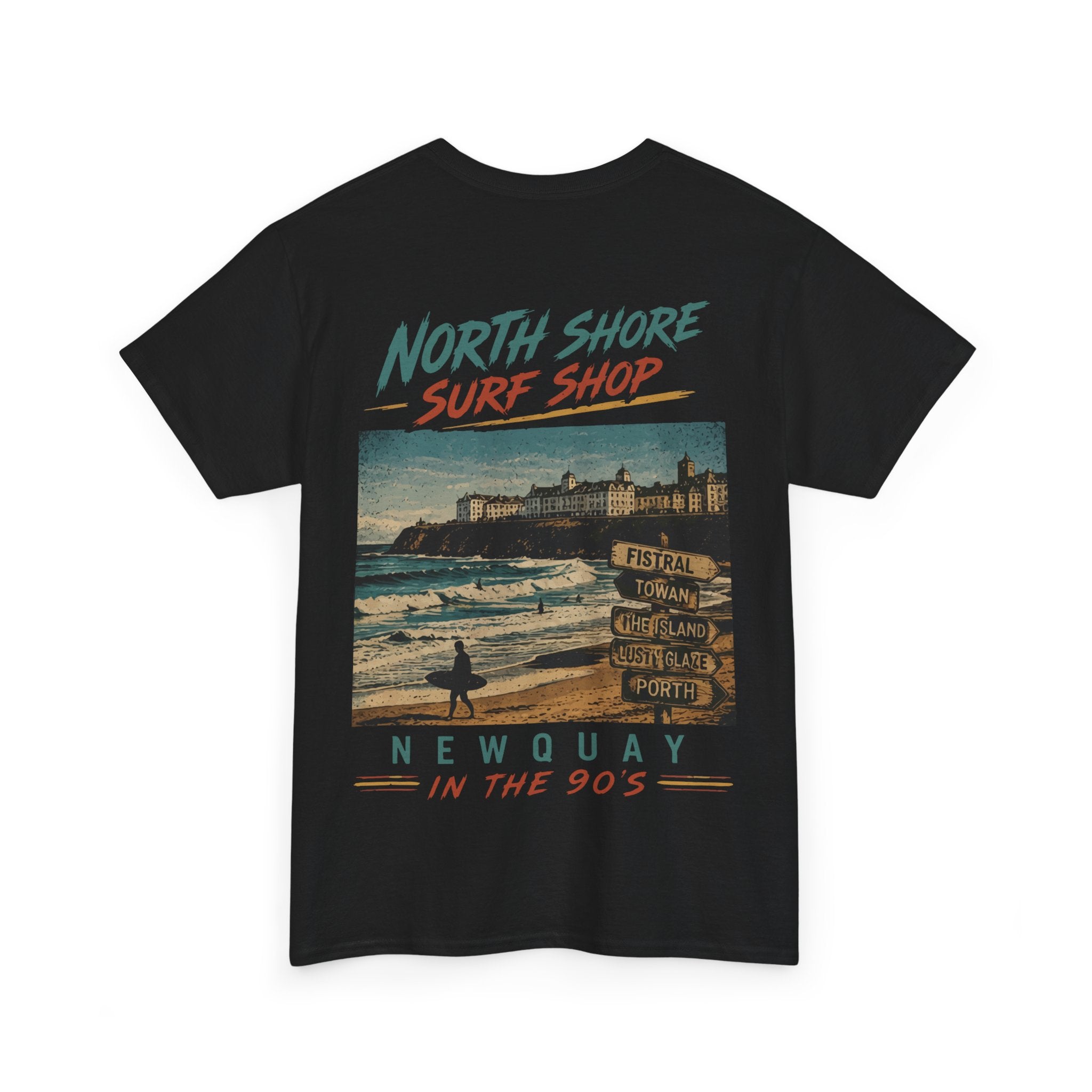 North Shore Surf Shop Tee — 'Newquay in the 90s' Vintage Surf T‑Shirt