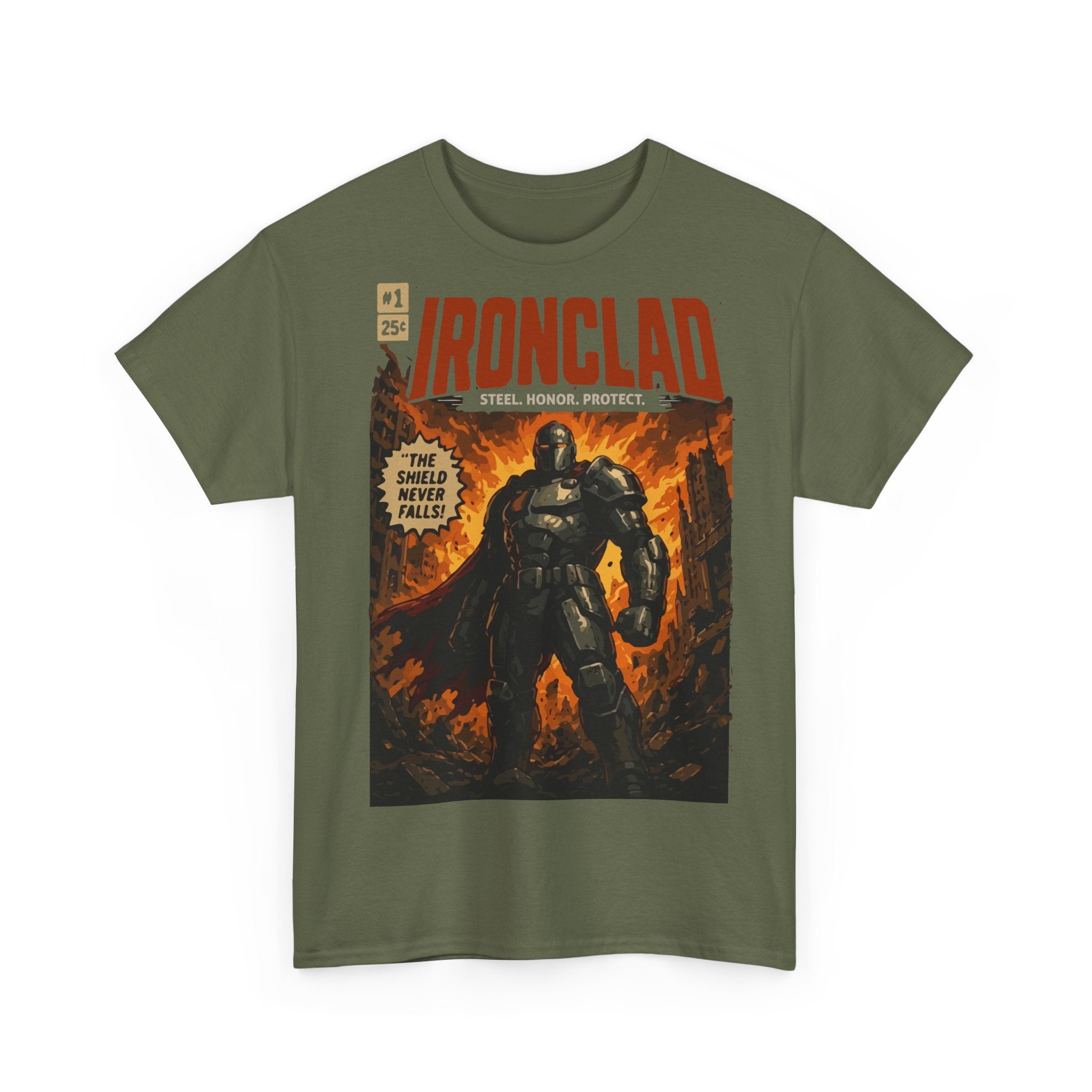 Ironclad Comic-Style T-Shirt — Vintage Superhero Graphic Tee
