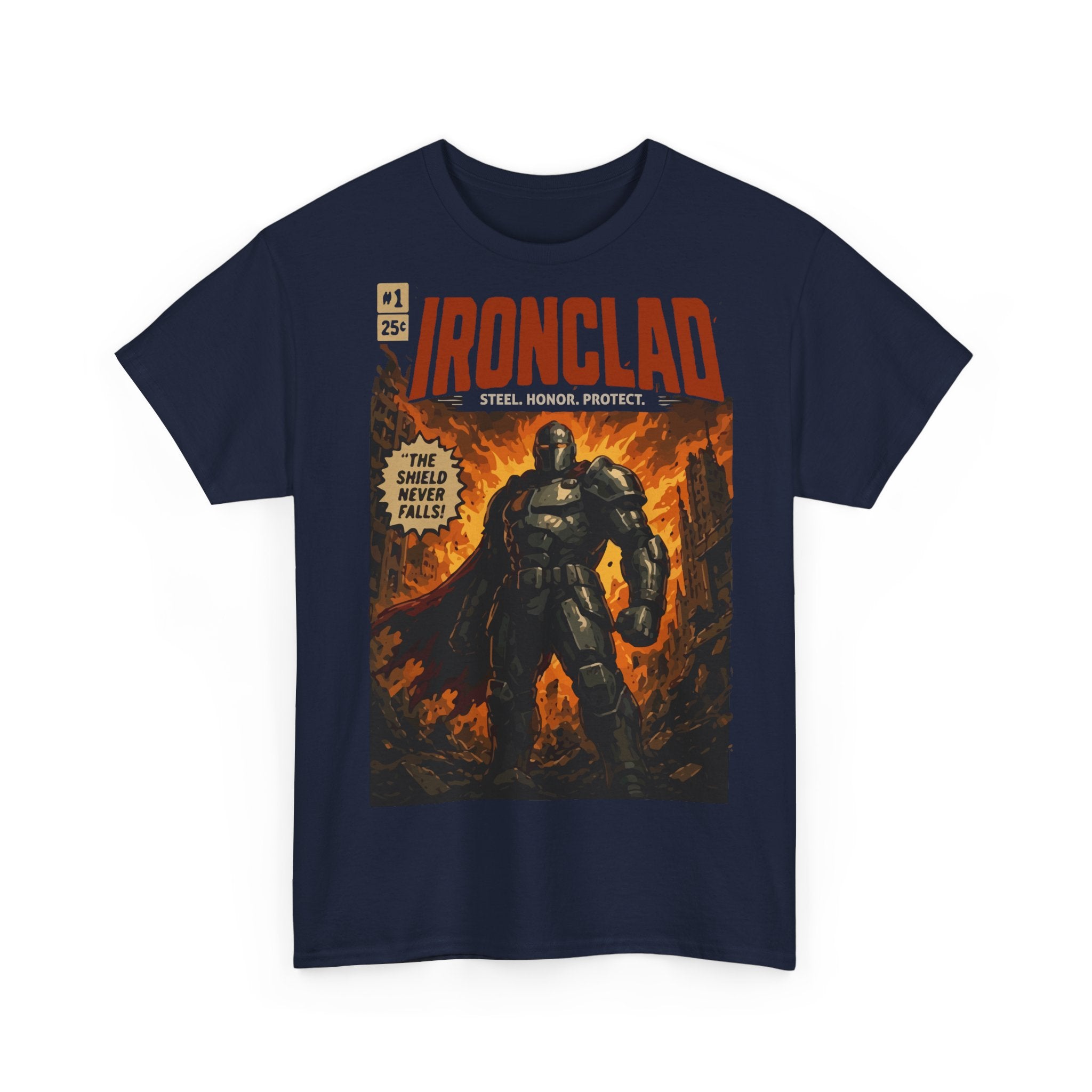 Ironclad Comic-Style T-Shirt — Vintage Superhero Graphic Tee