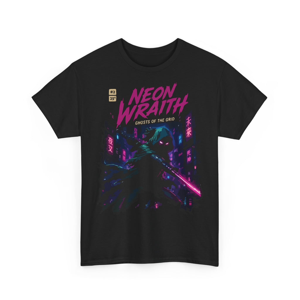 Neon Wraith T-Shirt — Cyberpunk Samurai Graphic Tee ("Neon Wraith: Ghosts of the Grid")