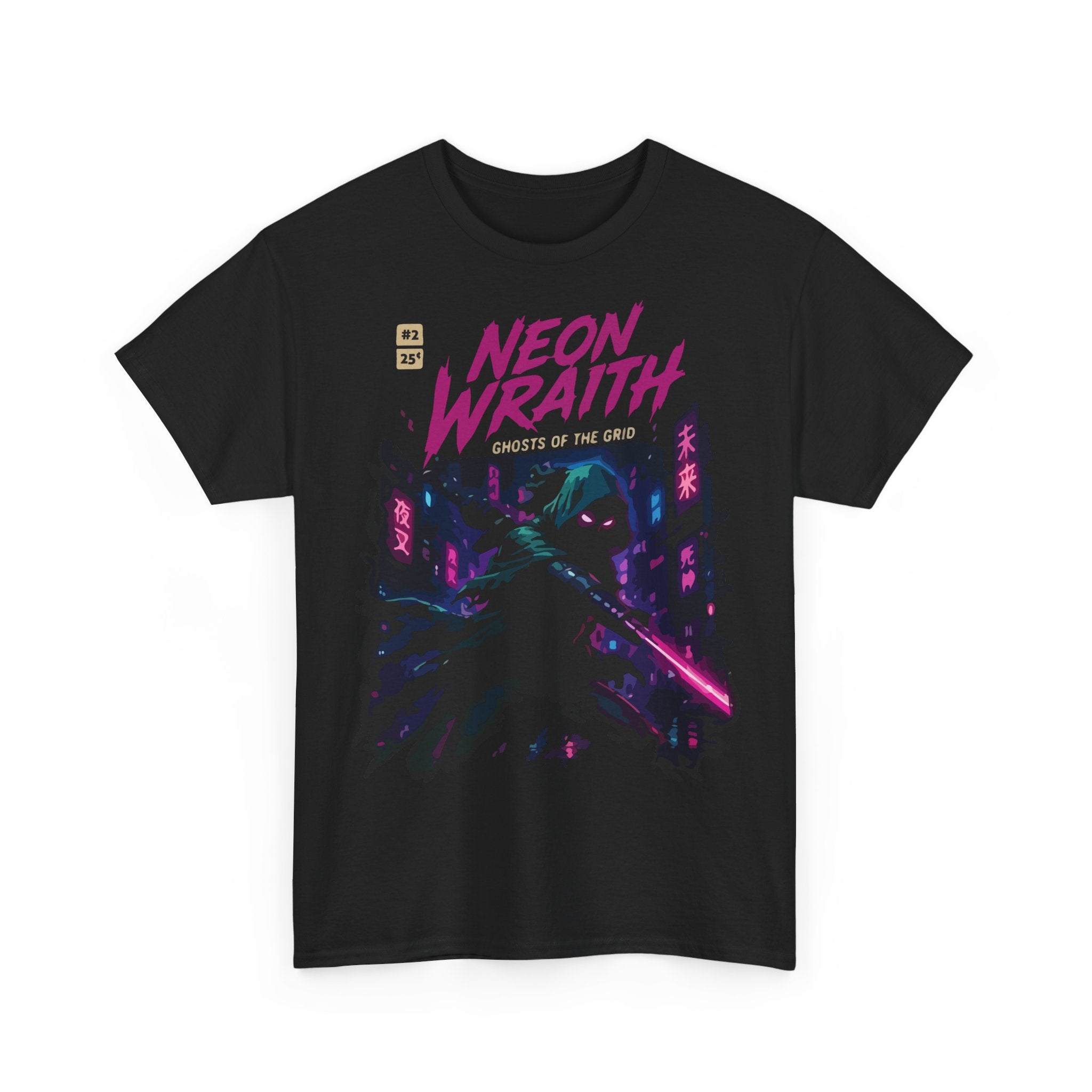 Neon Wraith T-Shirt — Cyberpunk Samurai Graphic Tee ("Neon Wraith: Ghosts of the Grid")