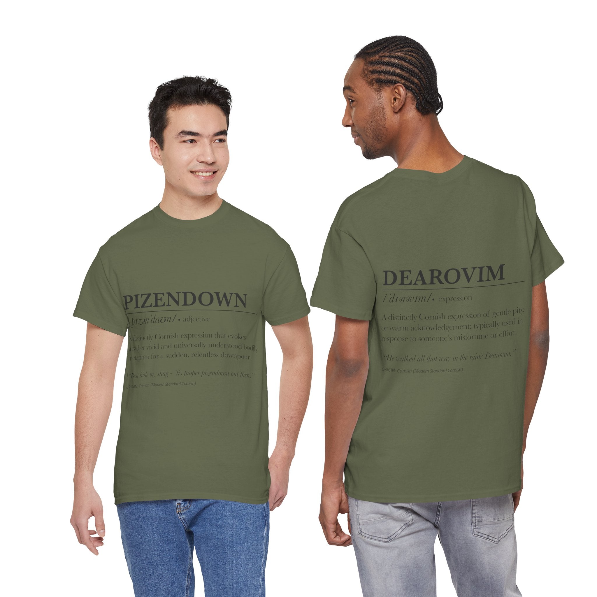 'Pizendown' & 'Dearovim' Unisex Cornish Dictionary Tee