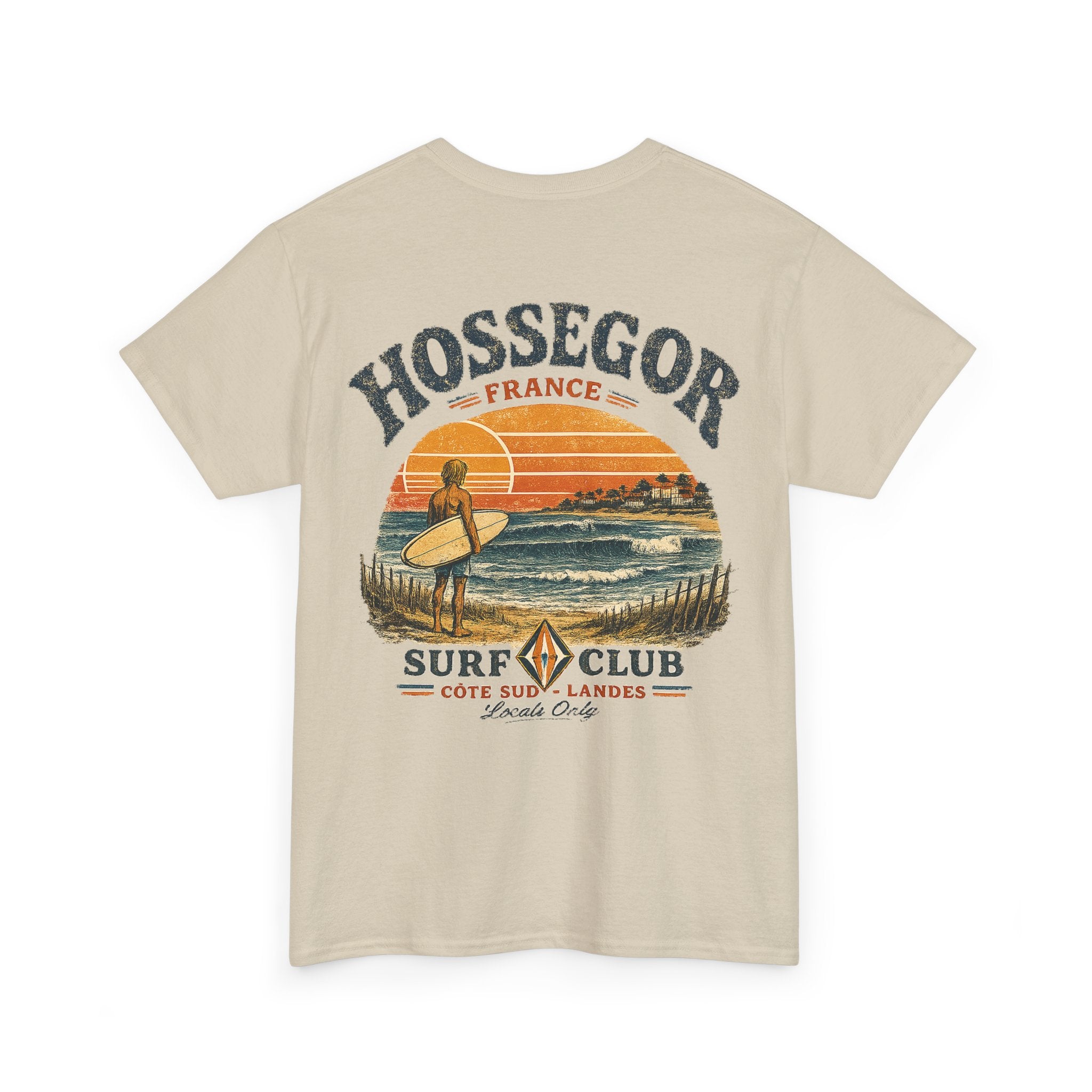 Hossegor Surf Club T‑Shirt – Vintage Sunset Surfing Tee