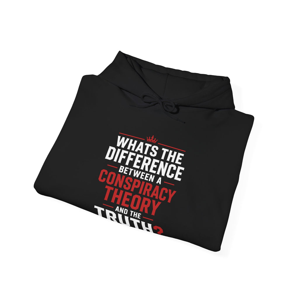 Conspiracy vs Truth Hoodie – Front Quote & “6 Months.” Back Graphic