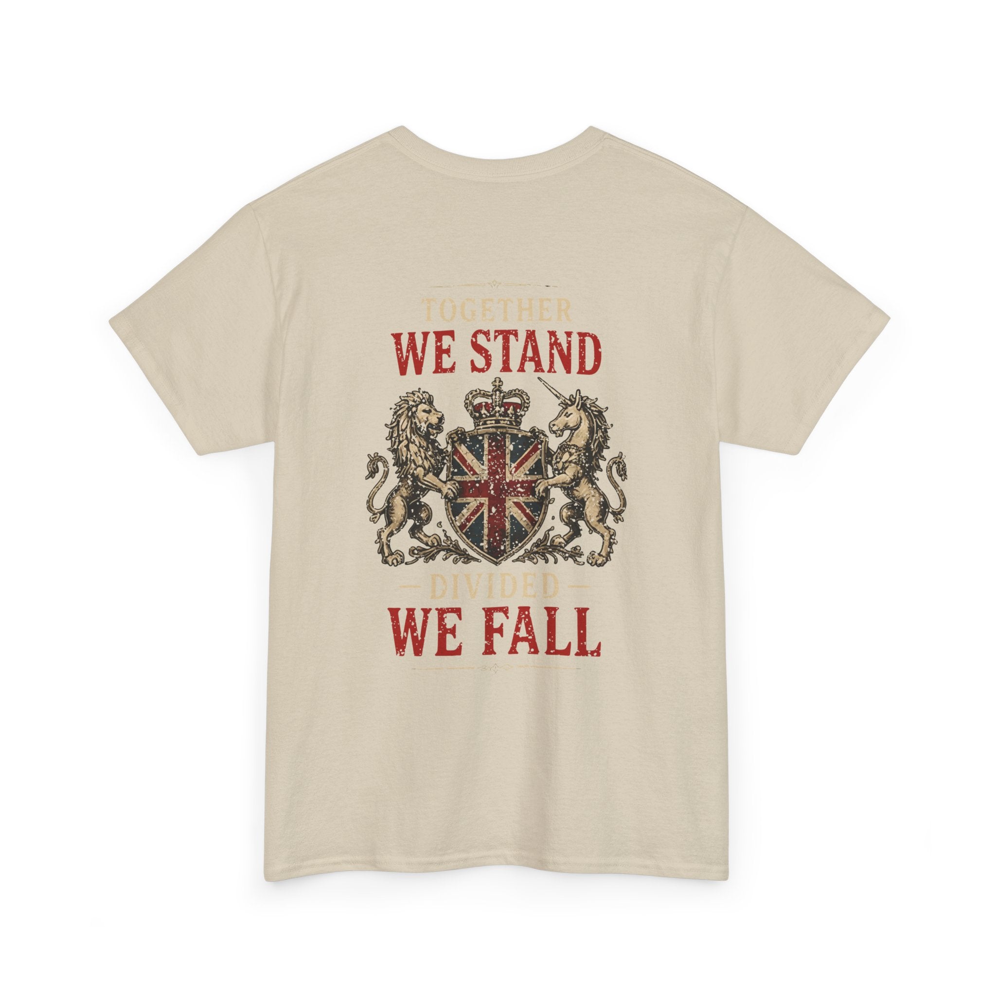 Womans Unite the Kingdom T-Shirt — Vintage Union Jack & Crest Tee ("Together We Stand, Divided We Fall")