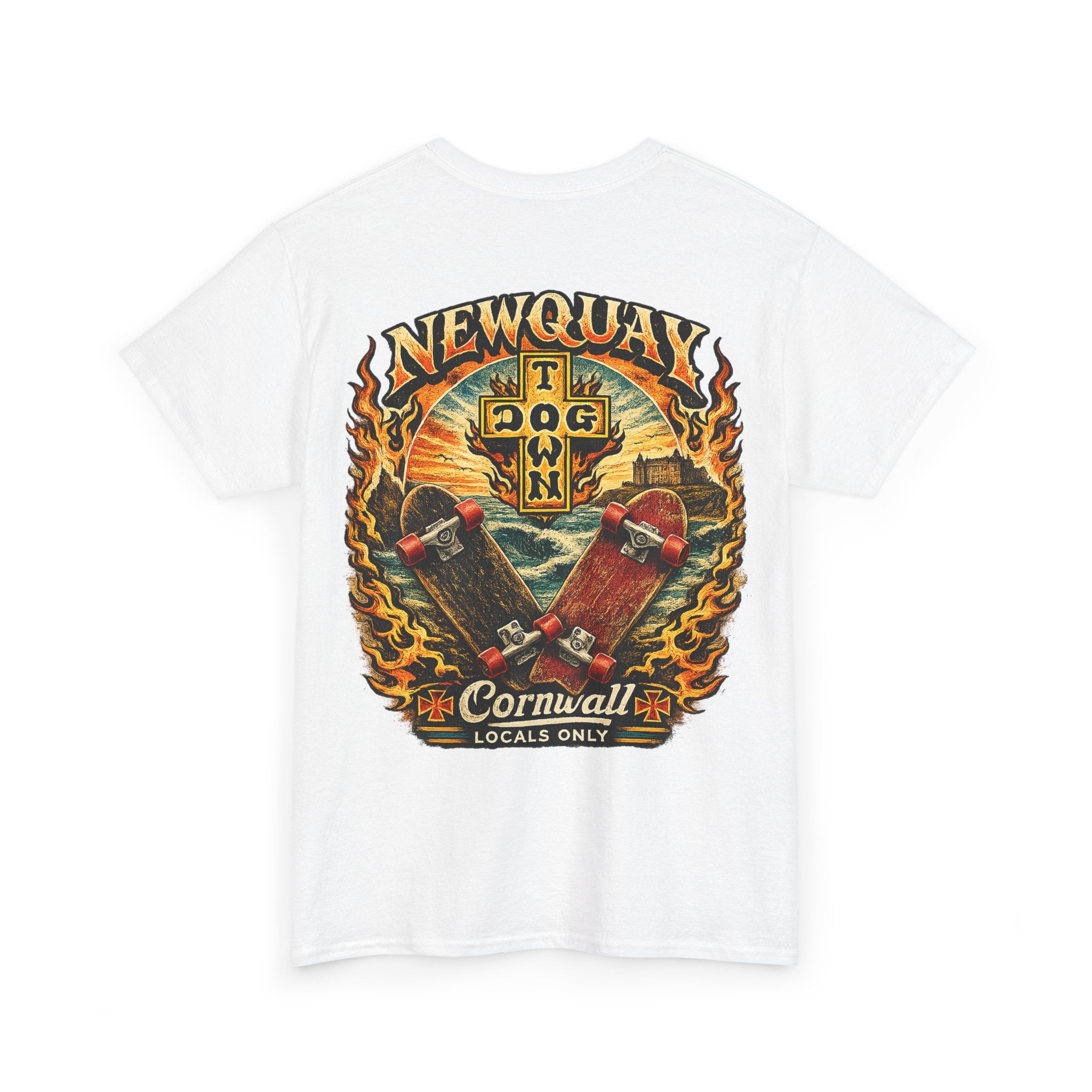 Surf Skate T‑Shirt — Newquay Cornwall 'Dog Town' Graphic Tee