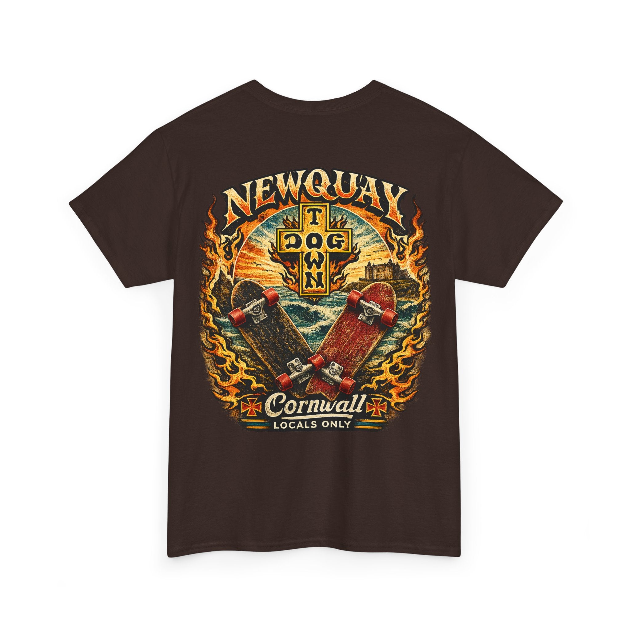 Surf Skate T‑Shirt — Newquay Cornwall 'Dog Town' Graphic Tee