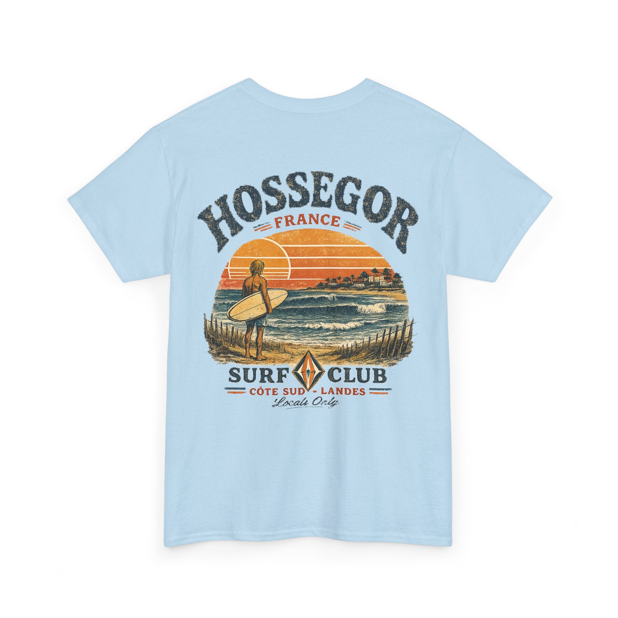 Hossegor Surf Club T‑Shirt – Vintage Sunset Surfing Tee