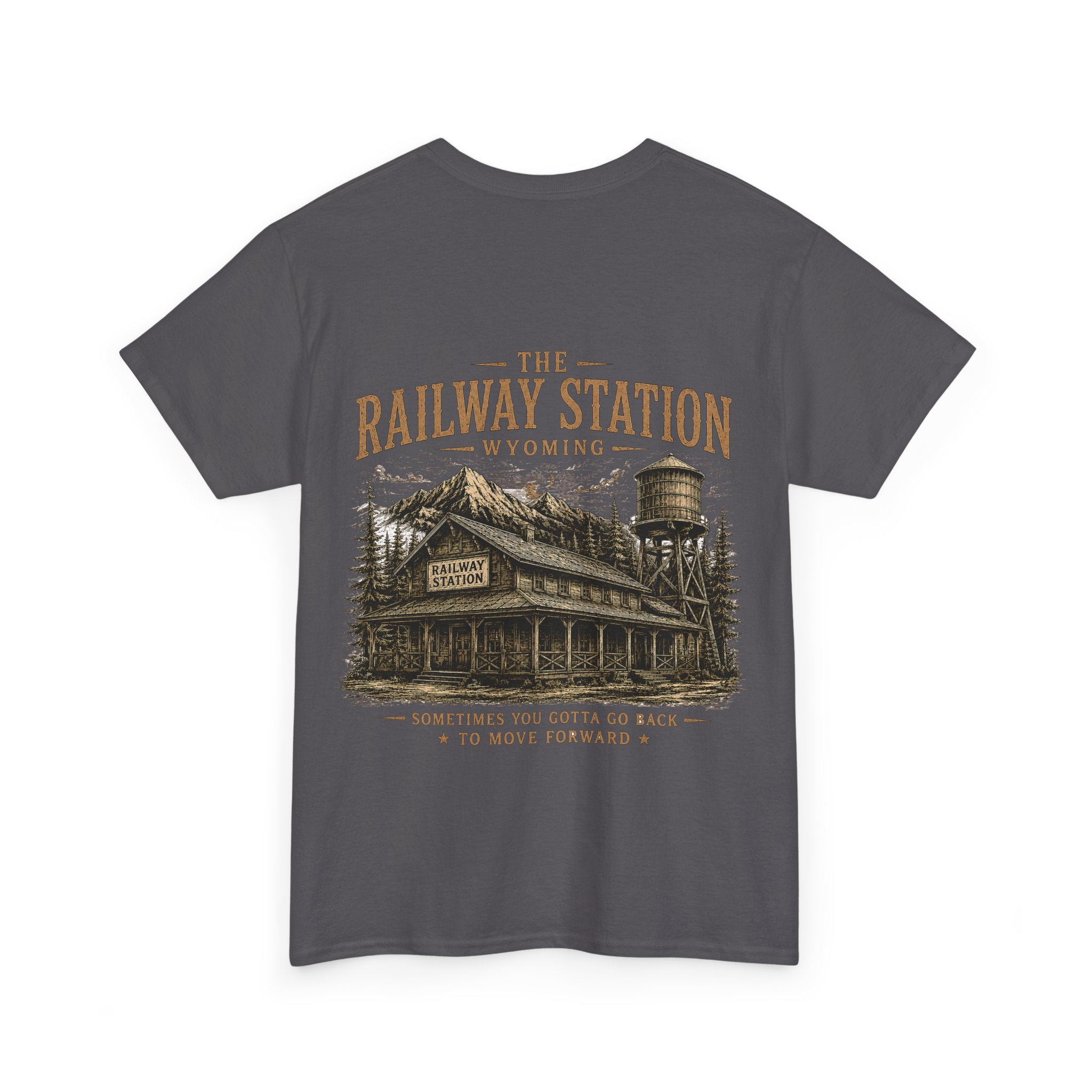 Railway Station Wyoming T-Shirt — Vintage Cowboy Skull Tee