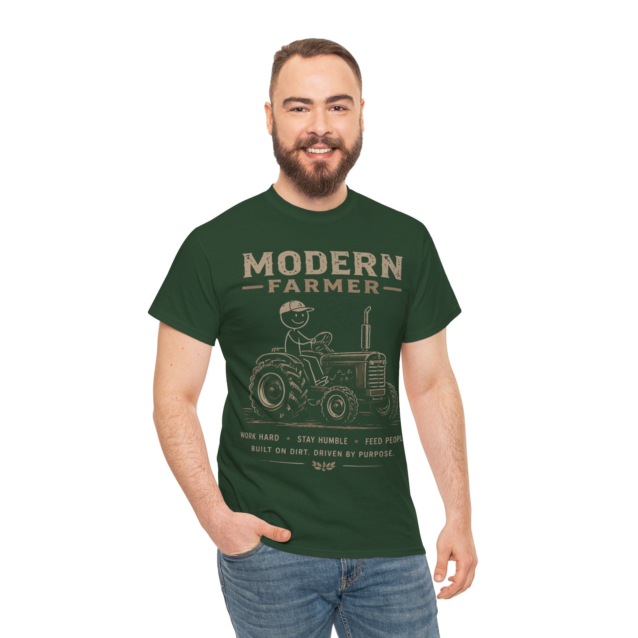 Modern Farmer Tractor v2 T‑Shirt – Vintage Farm Life Tee