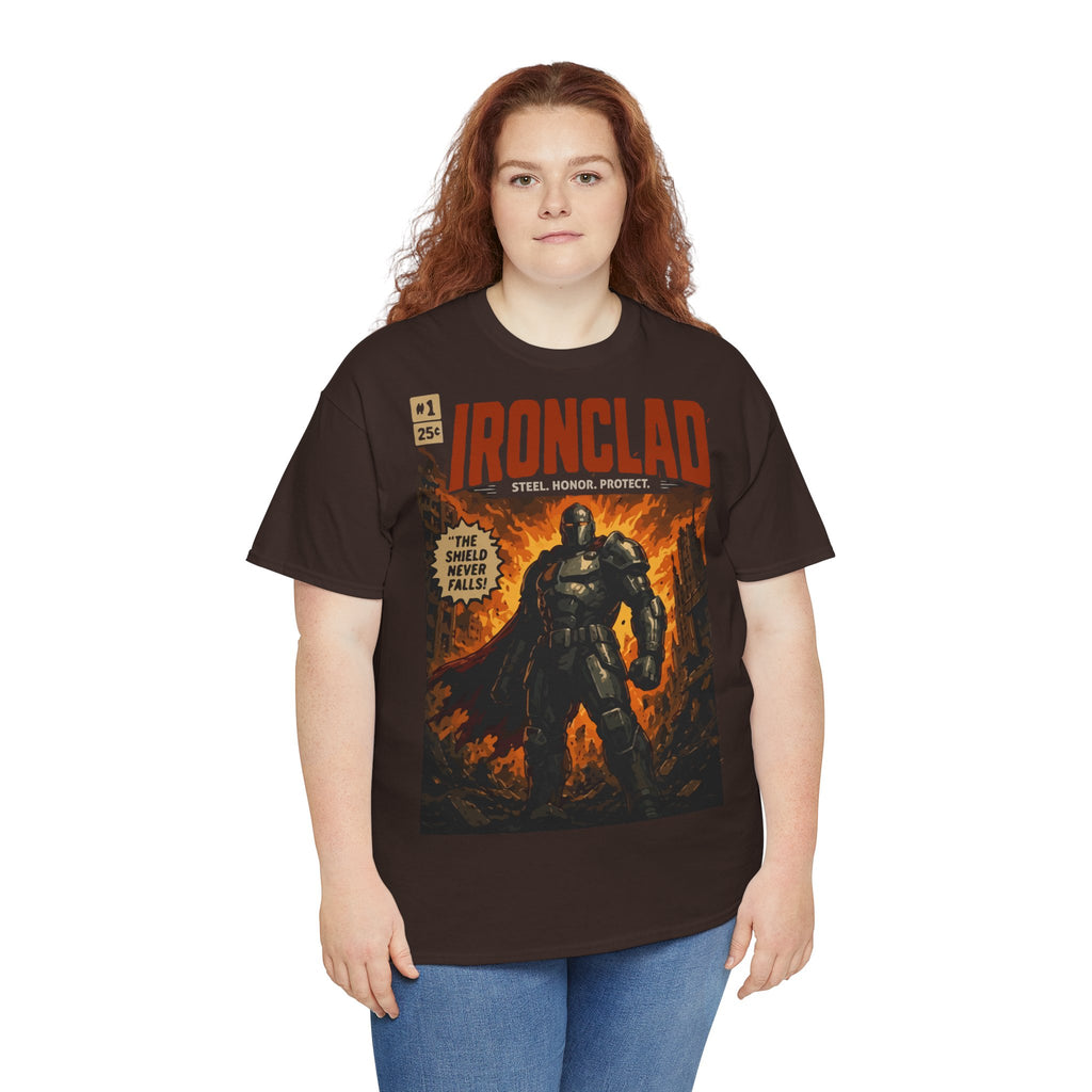 Ironclad Comic-Style T-Shirt — Vintage Superhero Graphic Tee
