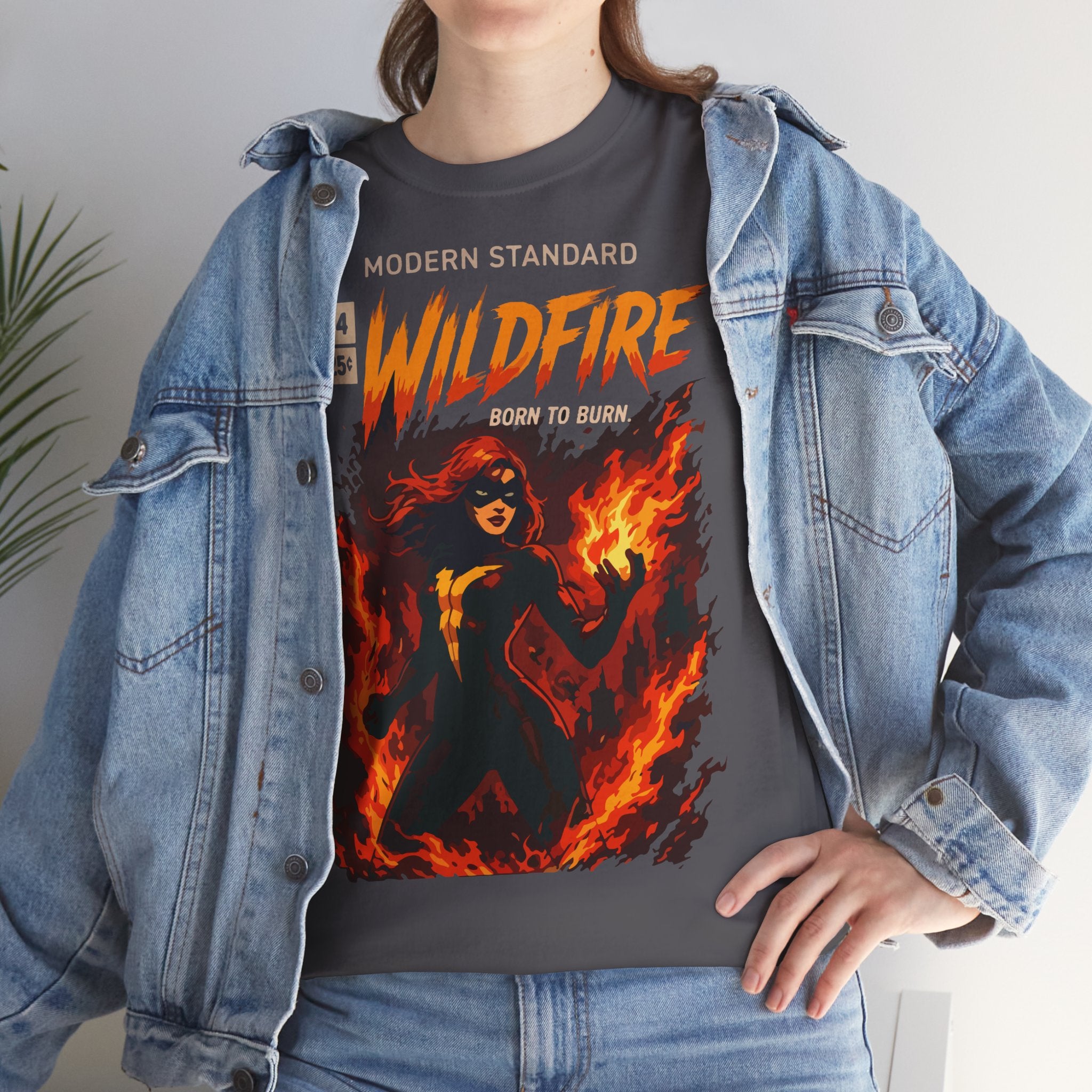 Wildfire Graphic Tee – 'Modern Standard Wildfire: Born to Burn' Flame Girl T‑Shirt